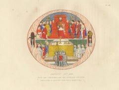 Medieval Royal Court and Altar Ceremony, Hand-Colored Print by Mercuri, 1845