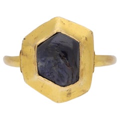 Medieval sapphire cabochon gold ring circa 14-15th century