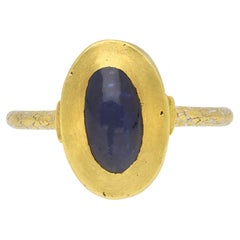 Mittelalterlicher Saphir-Federring, ca. 14. Jahrhundert AD