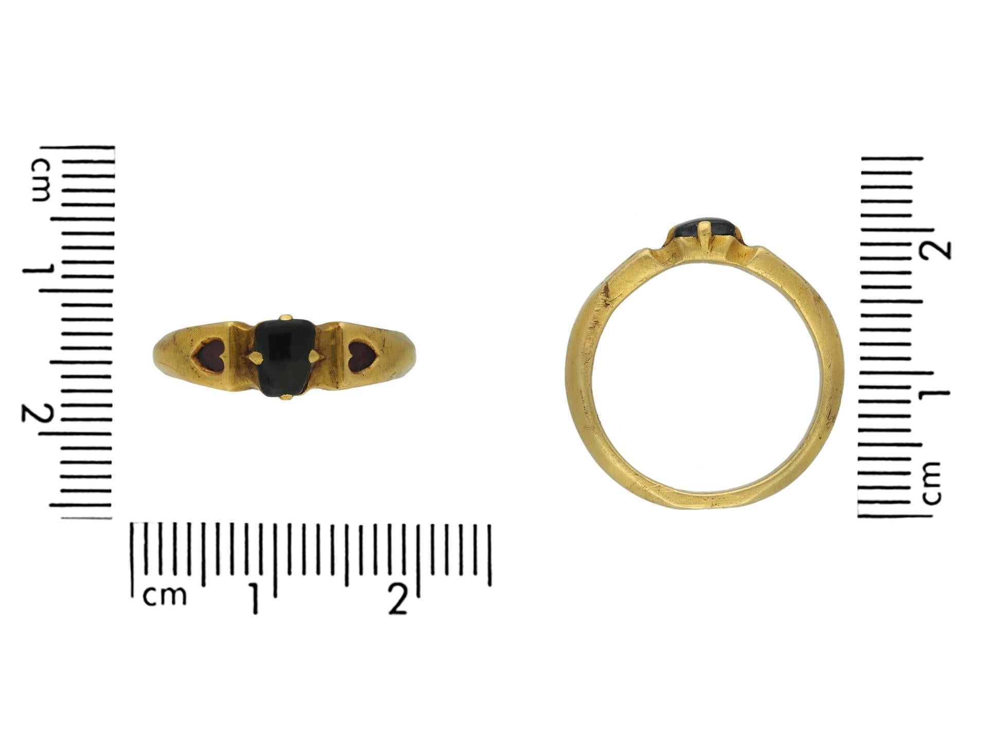 Cabochon Medieval Sapphire Love Ring, English, circa 1350-1550 For Sale