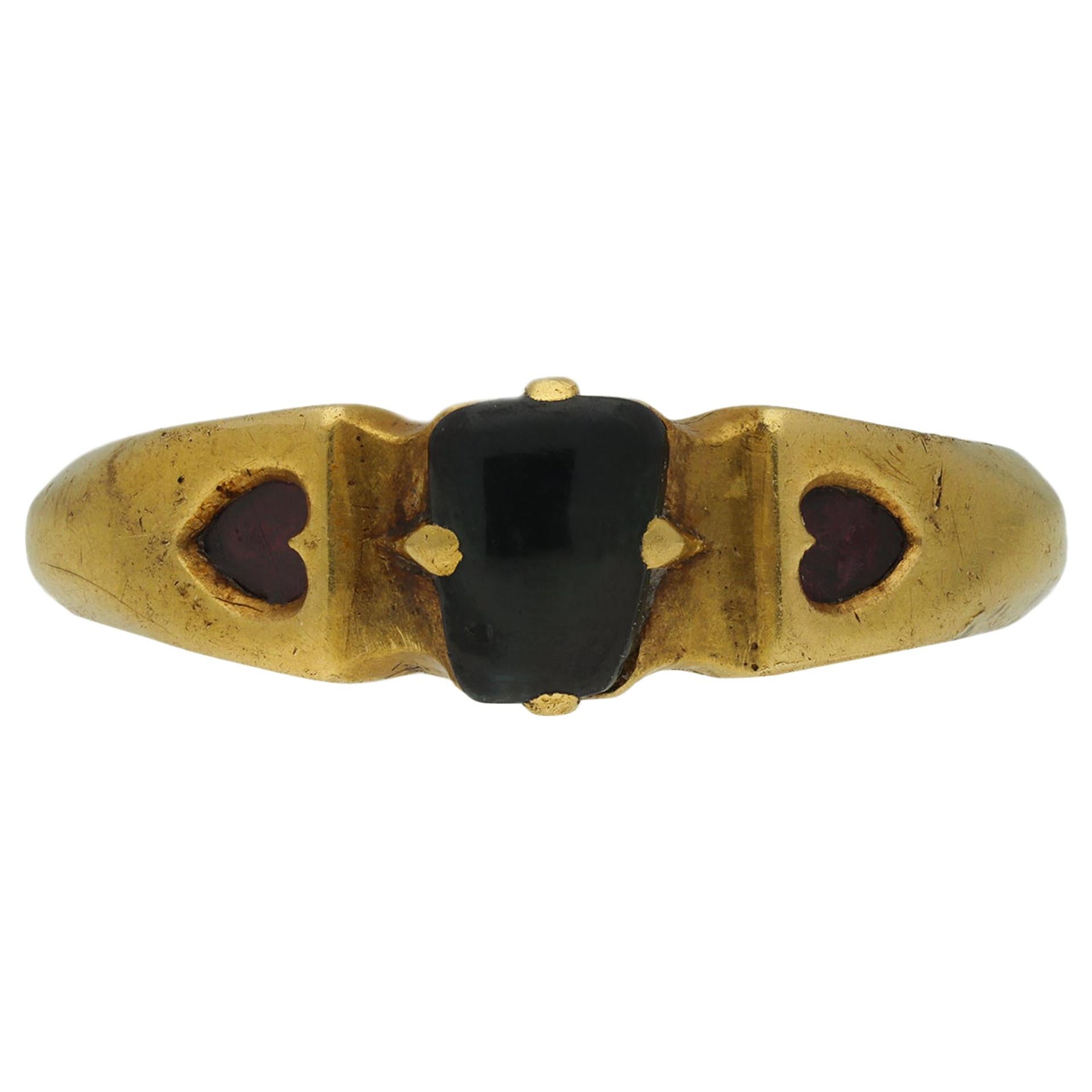 Medieval Sapphire Love Ring, English, circa 1350-1550 For Sale