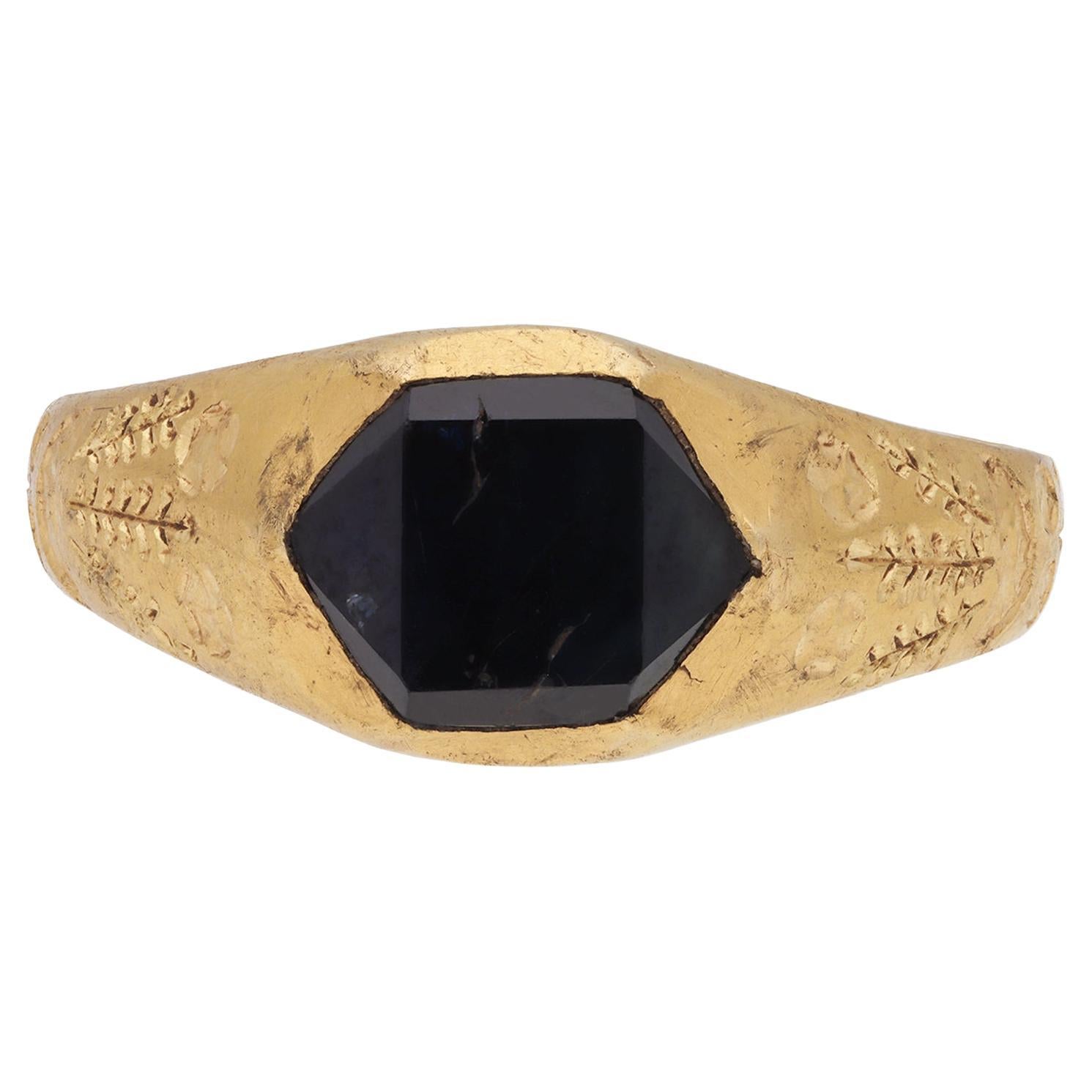Medieval sapphire ring, circa 15th century.
