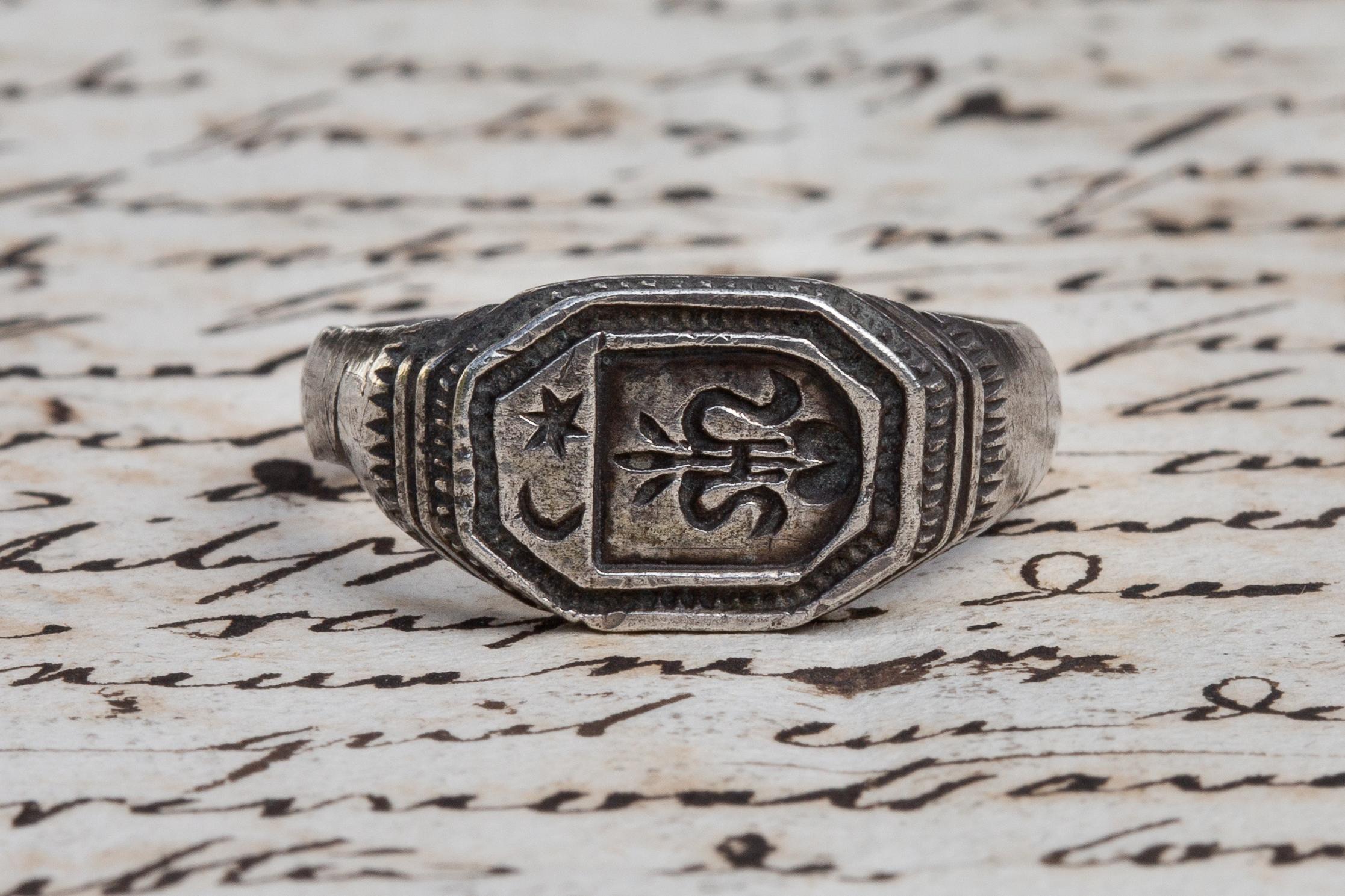 Medieval Silver Heraldic Coat of Arms Intaglio Signet Ring, 14th Century 4