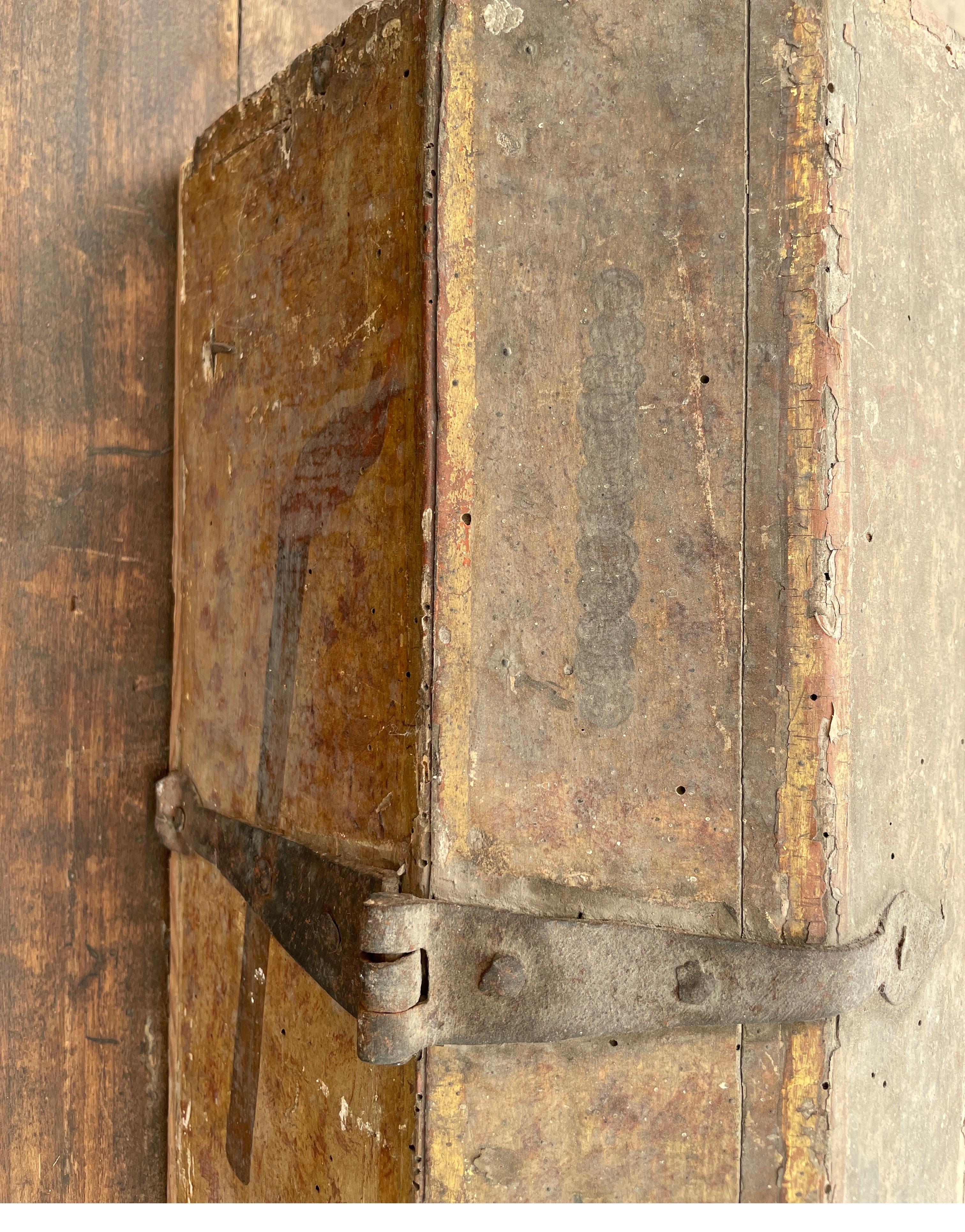 Polychromed Medieval Spanish Rare Storage Box Used for Sword Storage
