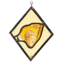 Medieval Stained Glass Window Hanging Panel of a Saint