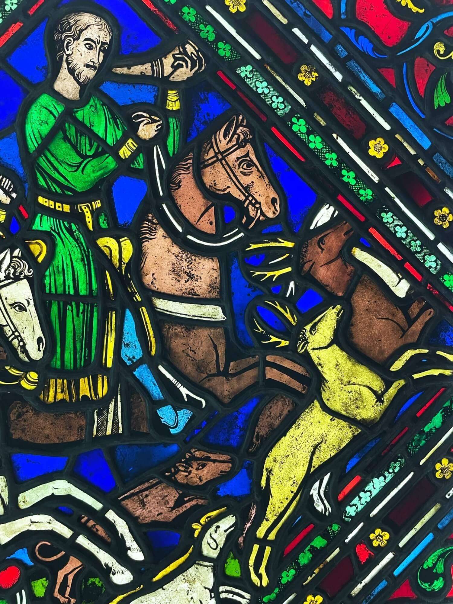 Antike Glasmalerei im mittelalterlichen Stil The Window (19. Jahrhundert) im Angebot