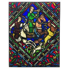 Medieval Style Vintage Stained Glass Window