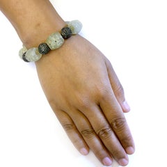 Medieval Style Faceted Jade & Pave Diamonds Beads Bracelet