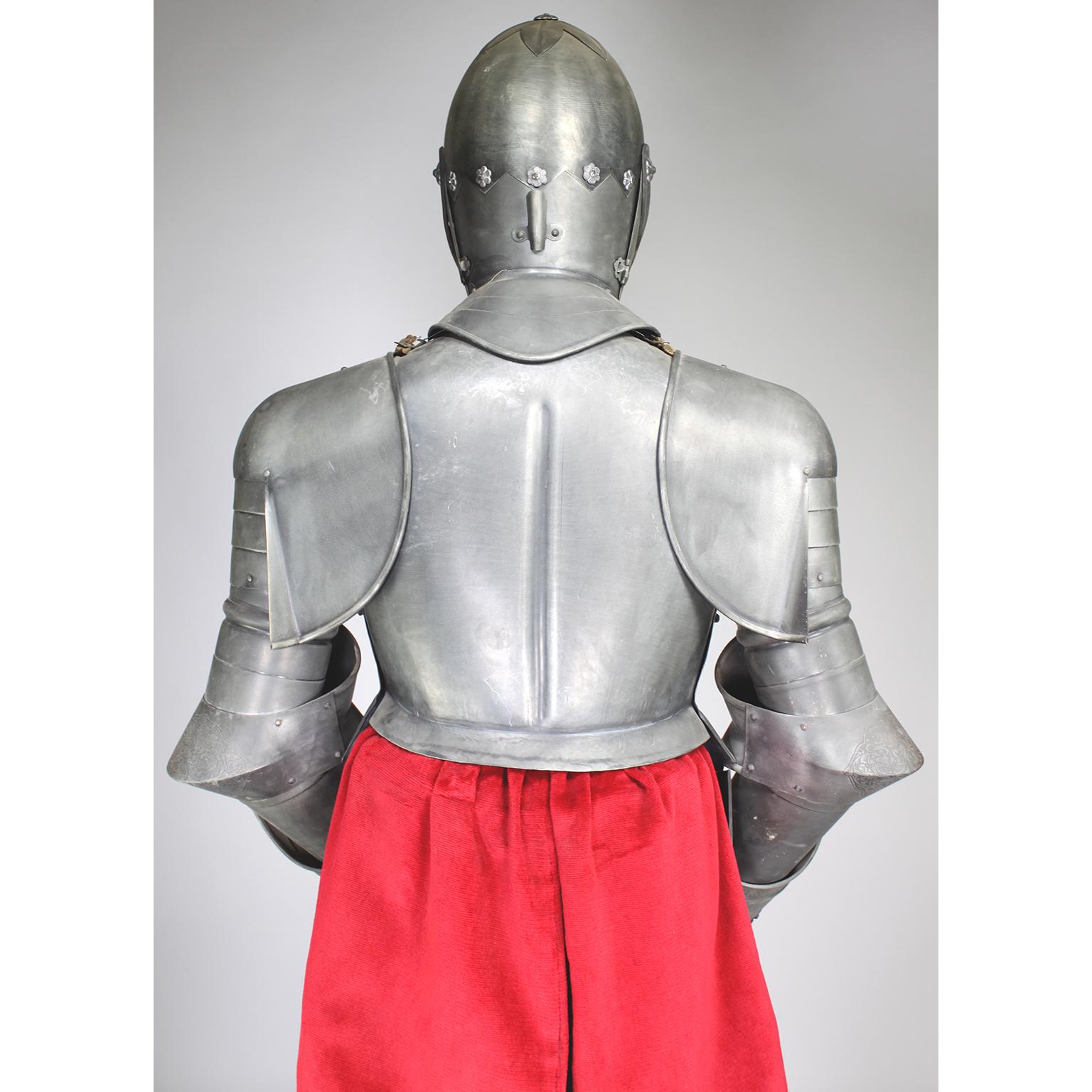 Medieval Style Full-Body Size Embossed Metal Suit of Armor or Armour with Sword 1