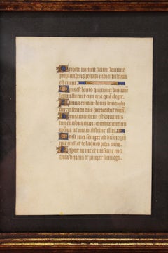 Medieval Style Illuminated Framed Latin Manuscript Page