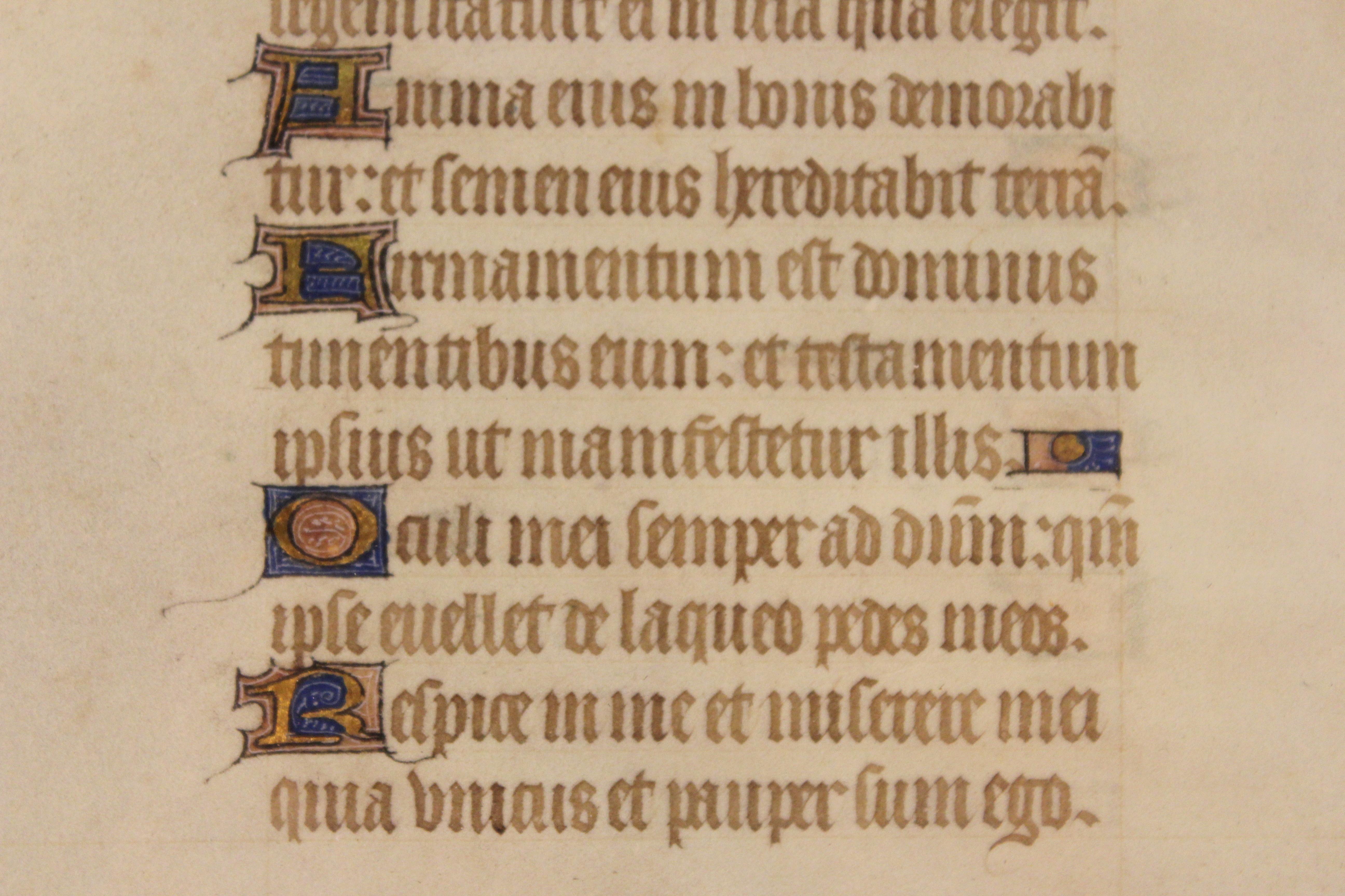 European Medieval Style Illuminated Framed Latin Manuscript Page