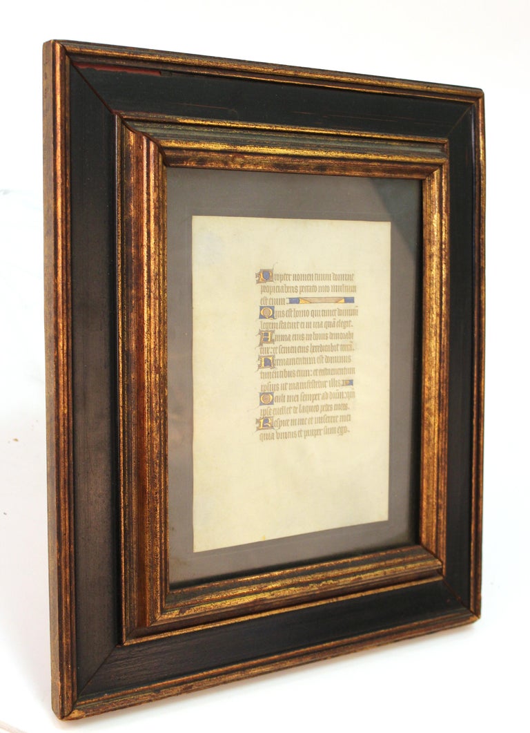 Medieval Style Illuminated Framed Latin Manuscript Page at 1stDibs ...