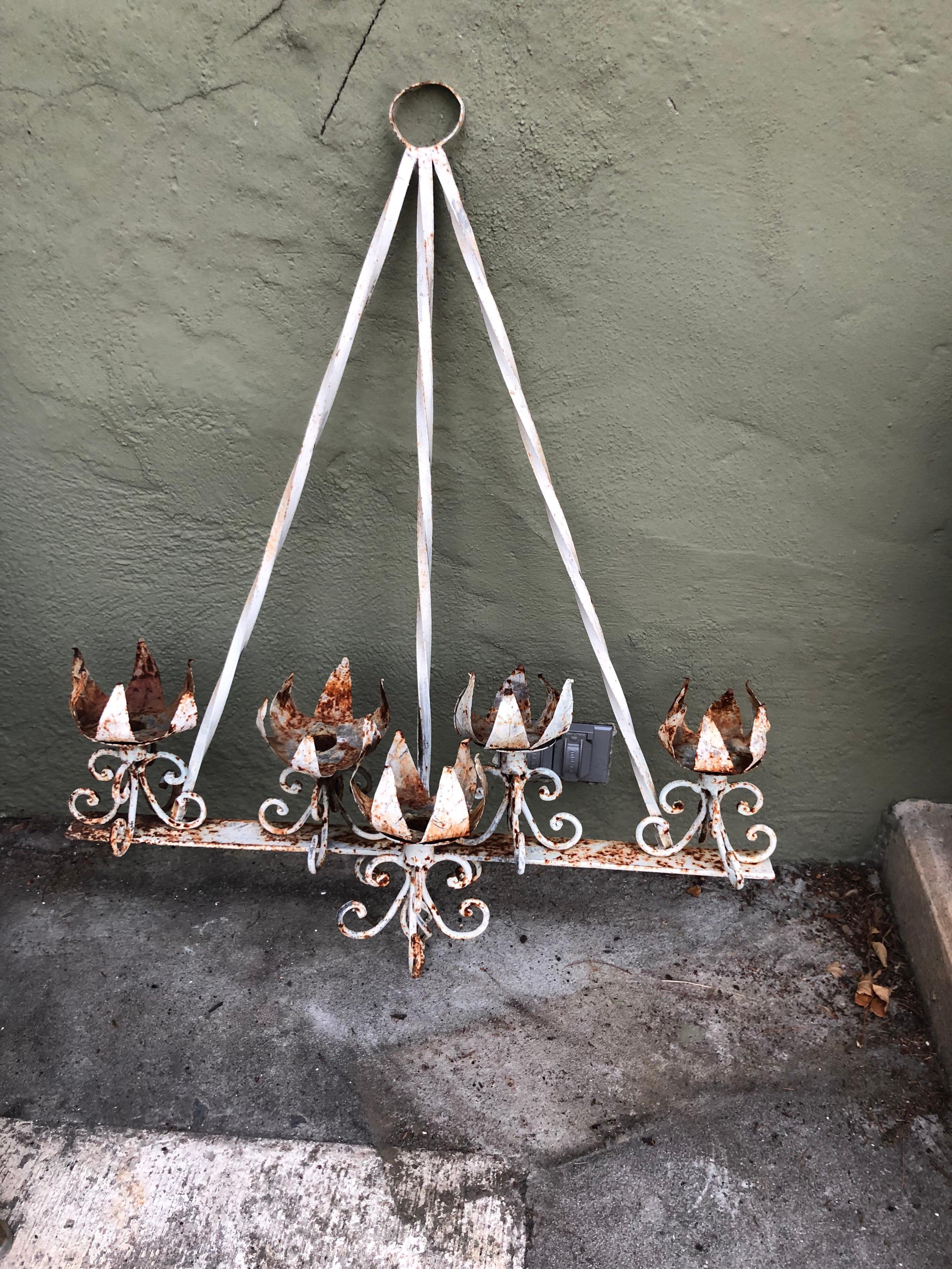 Medieval Style Iron Wall Candelabra For Sale 7