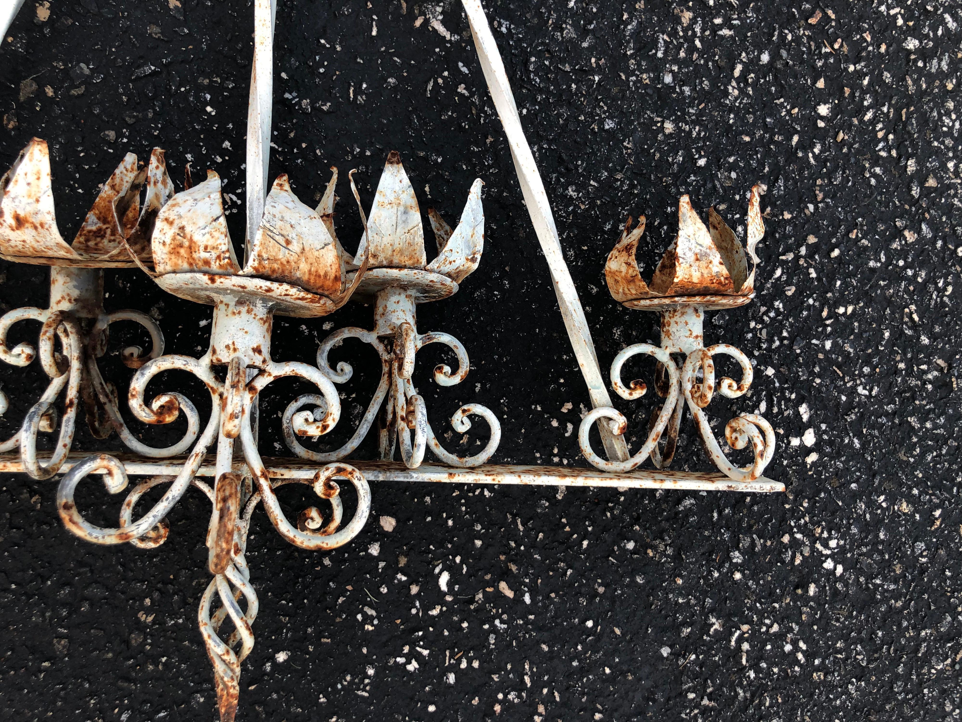 Mid-20th Century Medieval Style Iron Wall Candelabra For Sale