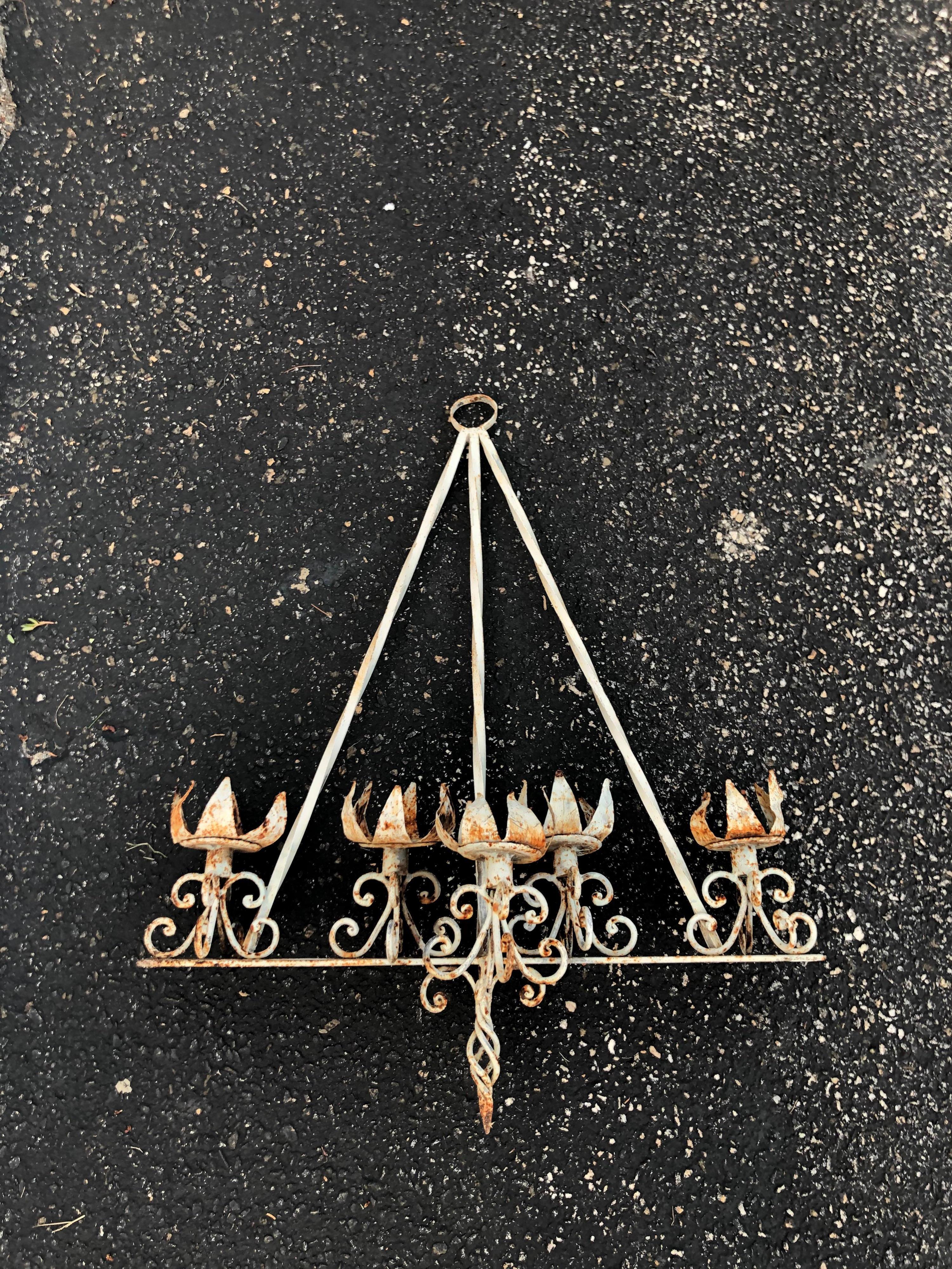 Medieval Style Iron Wall Candelabra For Sale 2