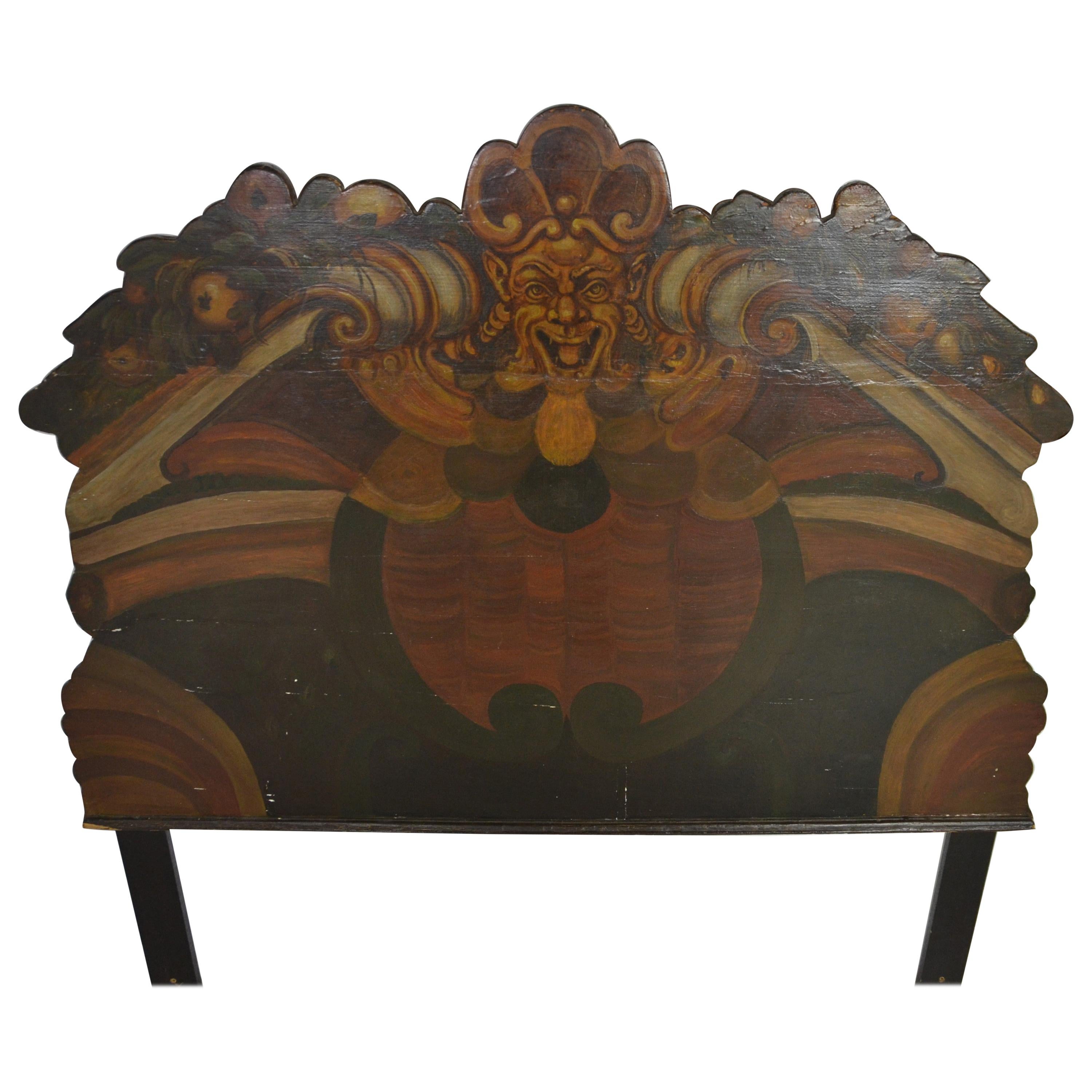 Medieval Style Painted Headboard For Sale