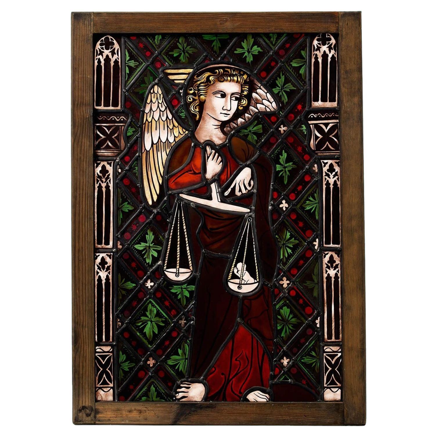 Vitrail de style médiéval de Saint Michel en vente