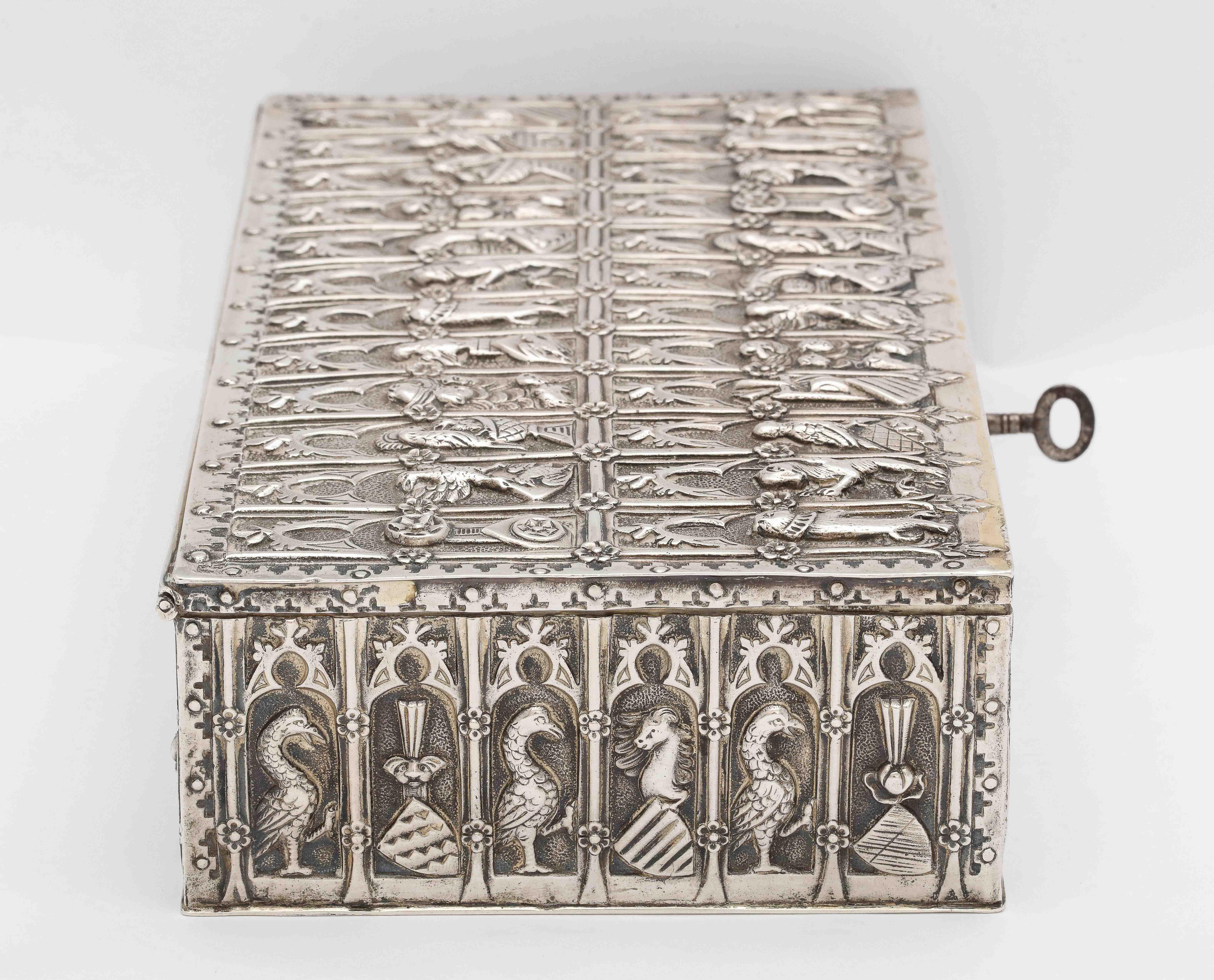Early 20th Century Medieval Style Continental Silver Jewelry Box