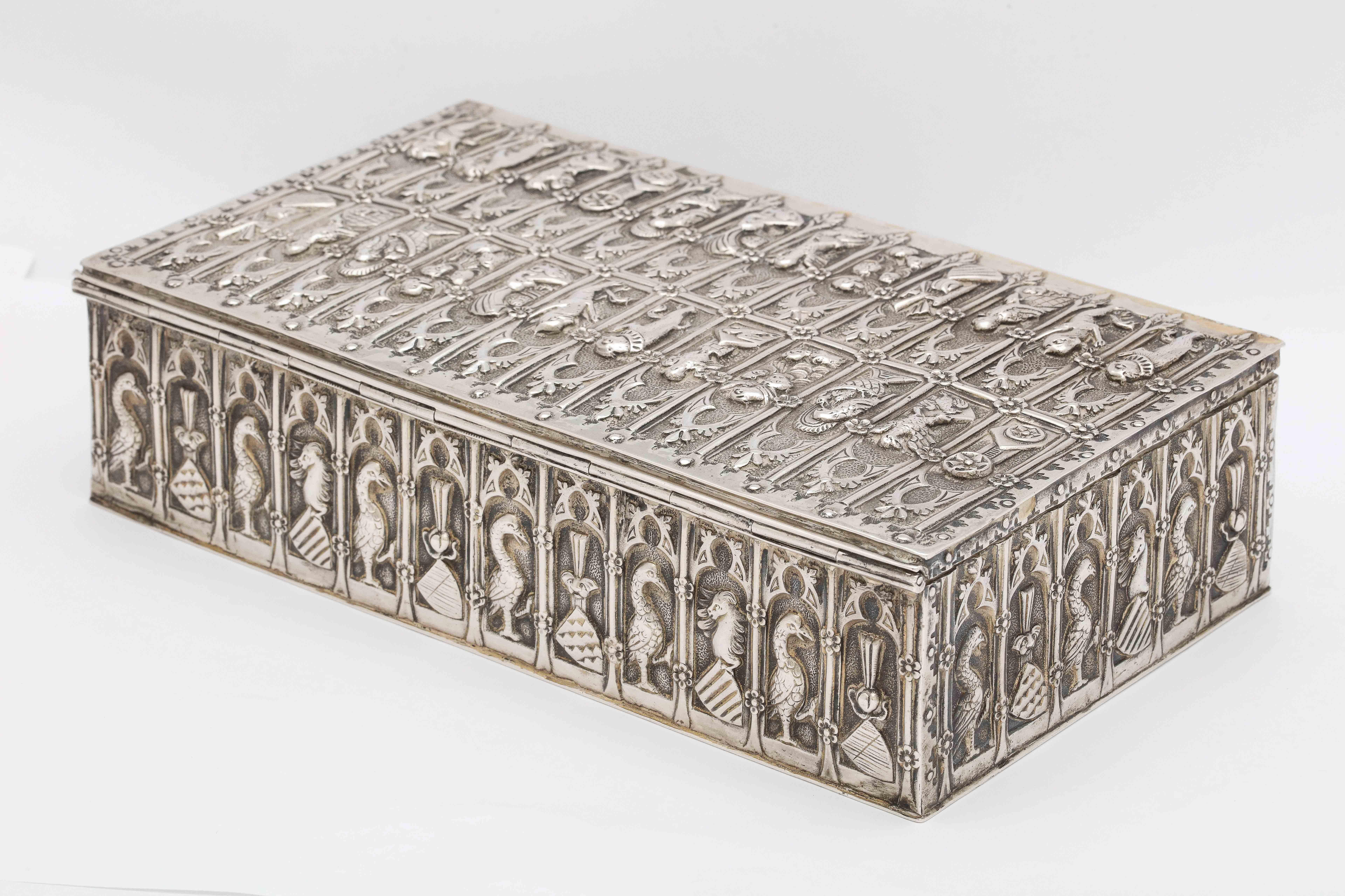 Sterling Silver Medieval Style Continental Silver Jewelry Box