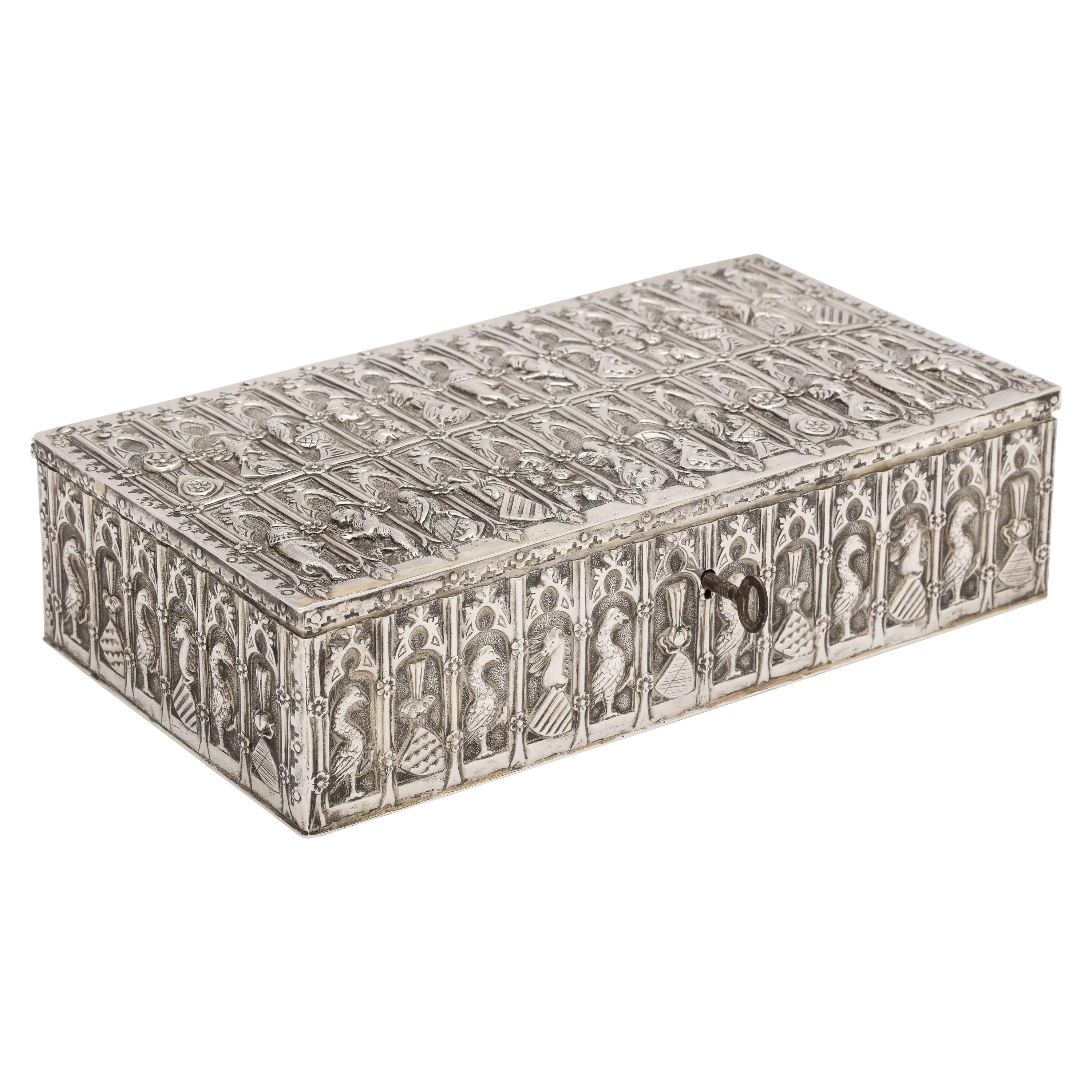 Medieval Style Continental Silver Jewelry Box