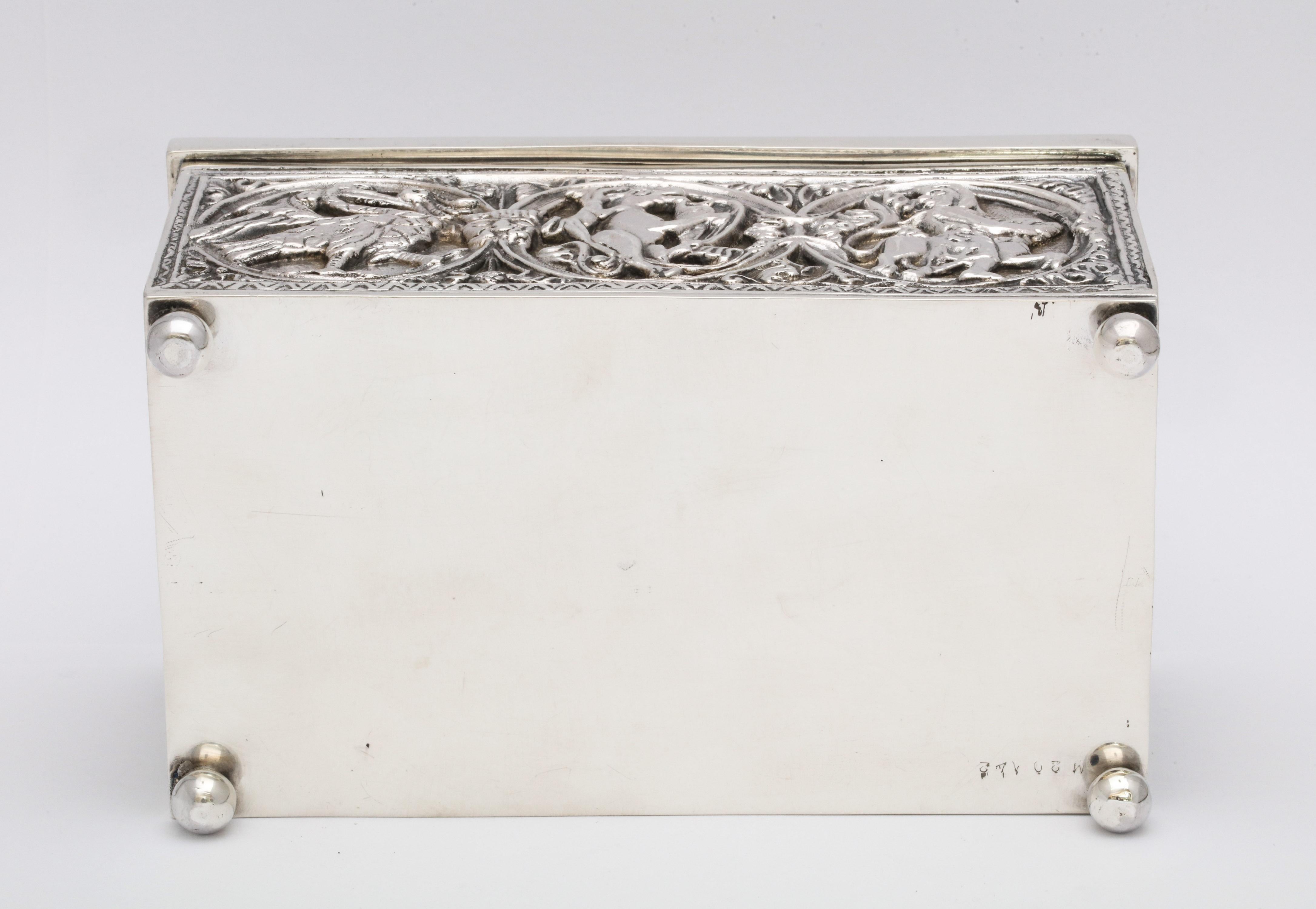 Medieval-Style Sterling Silver '.950' Footed Jewelry Box with Hinged Lid, Paris 10