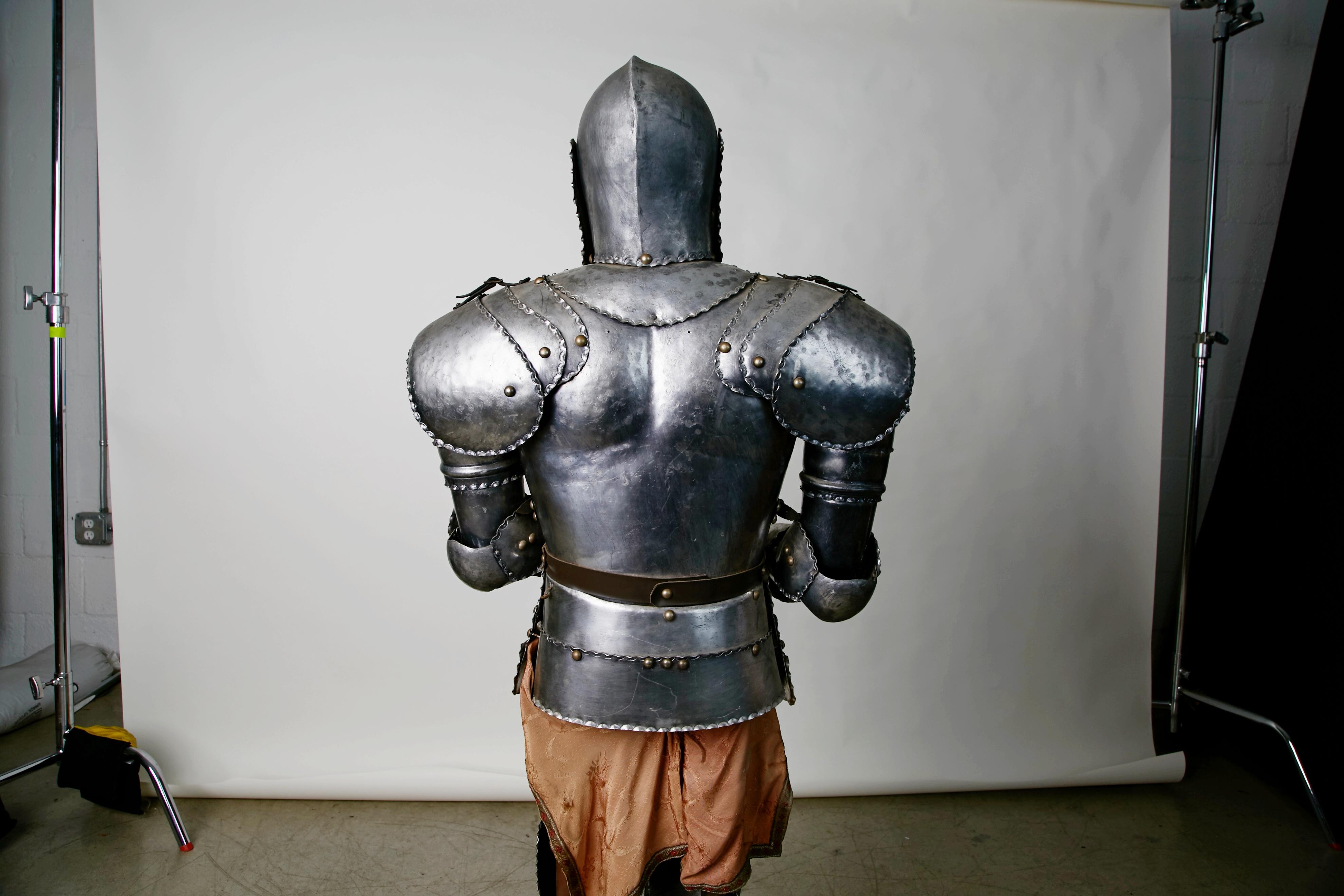 Medieval Style Suit of Fully Articulating Armor with Sword on Display Stand 1