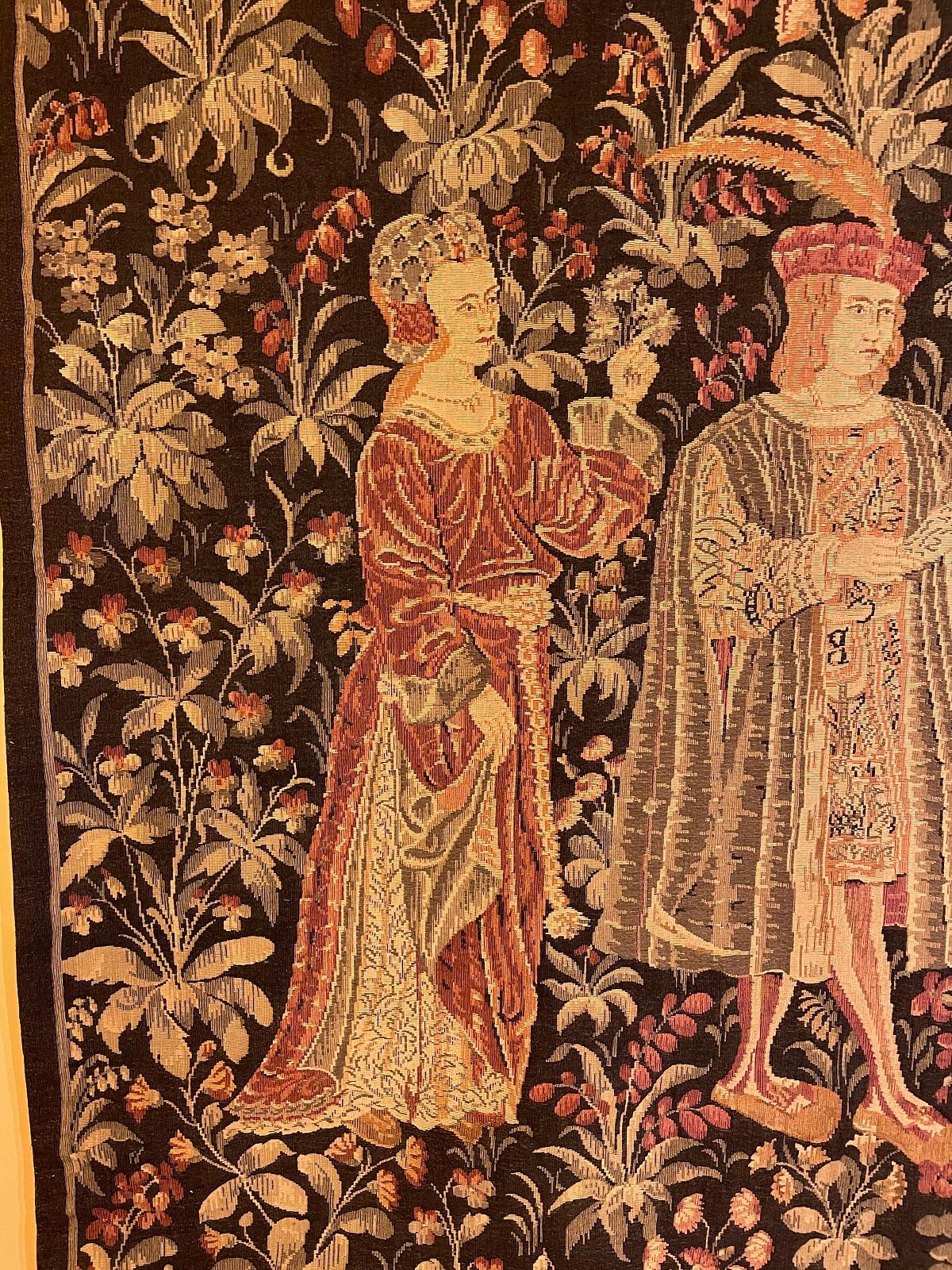 Gothic Medieval Tapestry Characters Surrounded by A Thousand Flowers