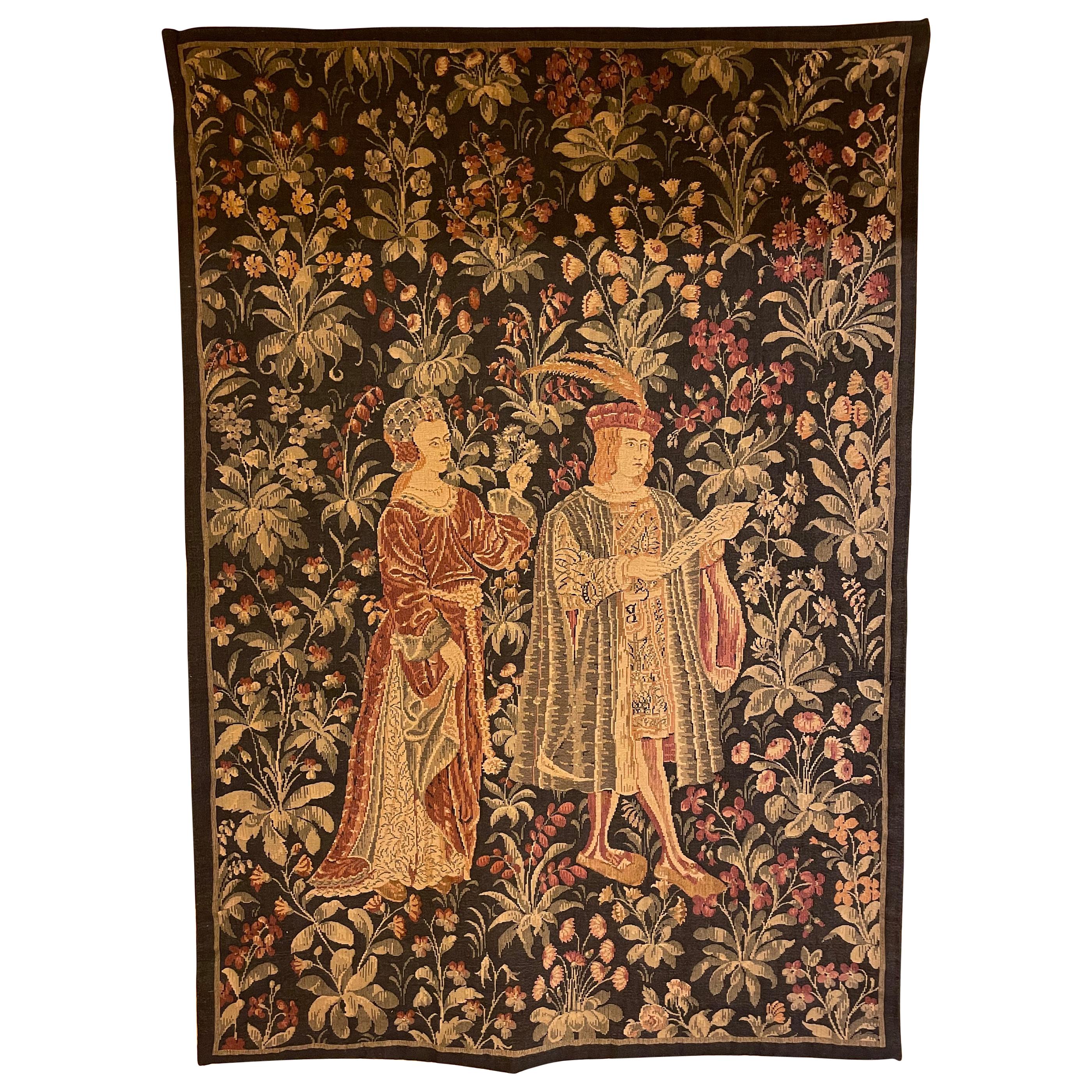 Medieval Tapestry Characters Surrounded by A Thousand Flowers