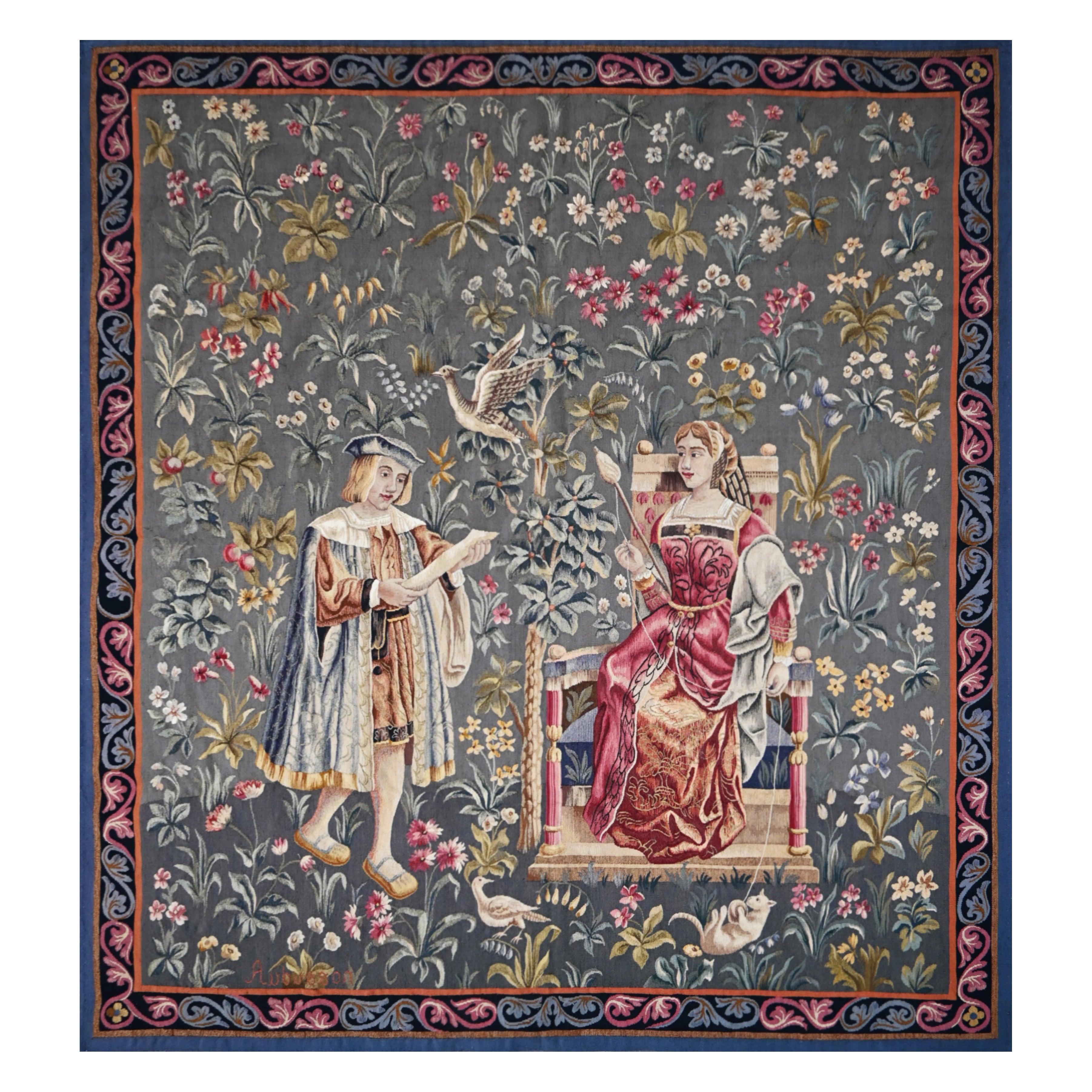 Medieval tapestry from the Aubusson Manufacture, 19th century - N 1622 For Sale