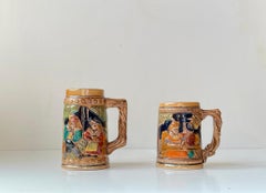 Tazas de Cerveza Alemanas de Gres Esmaltado, Juego de 2