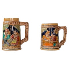 Tazas de Cerveza Alemanas de Gres Esmaltado, Juego de 2