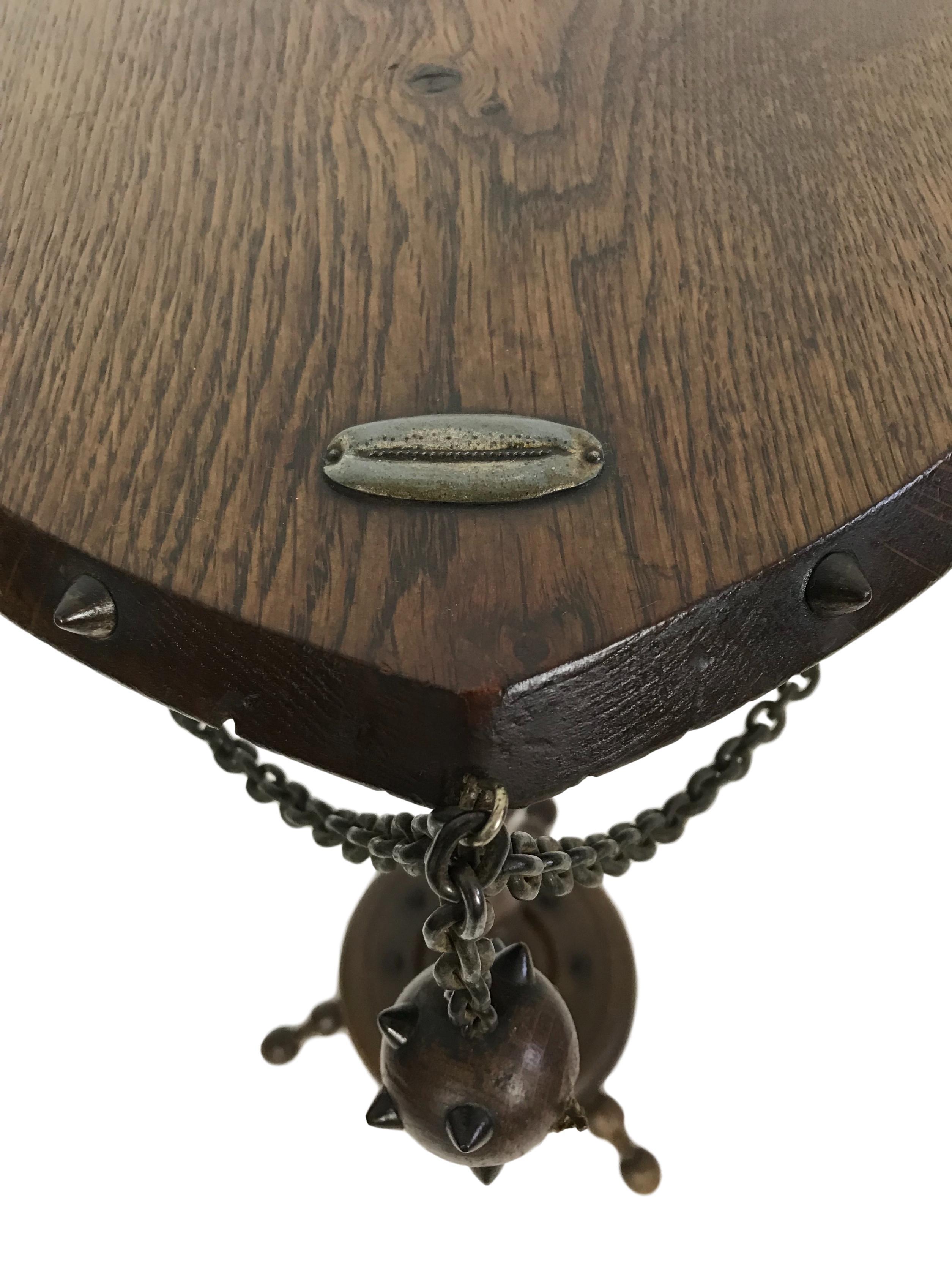 Medieval Themed Smoking Side Table with Mace and Chain In Good Condition In Seattle, WA