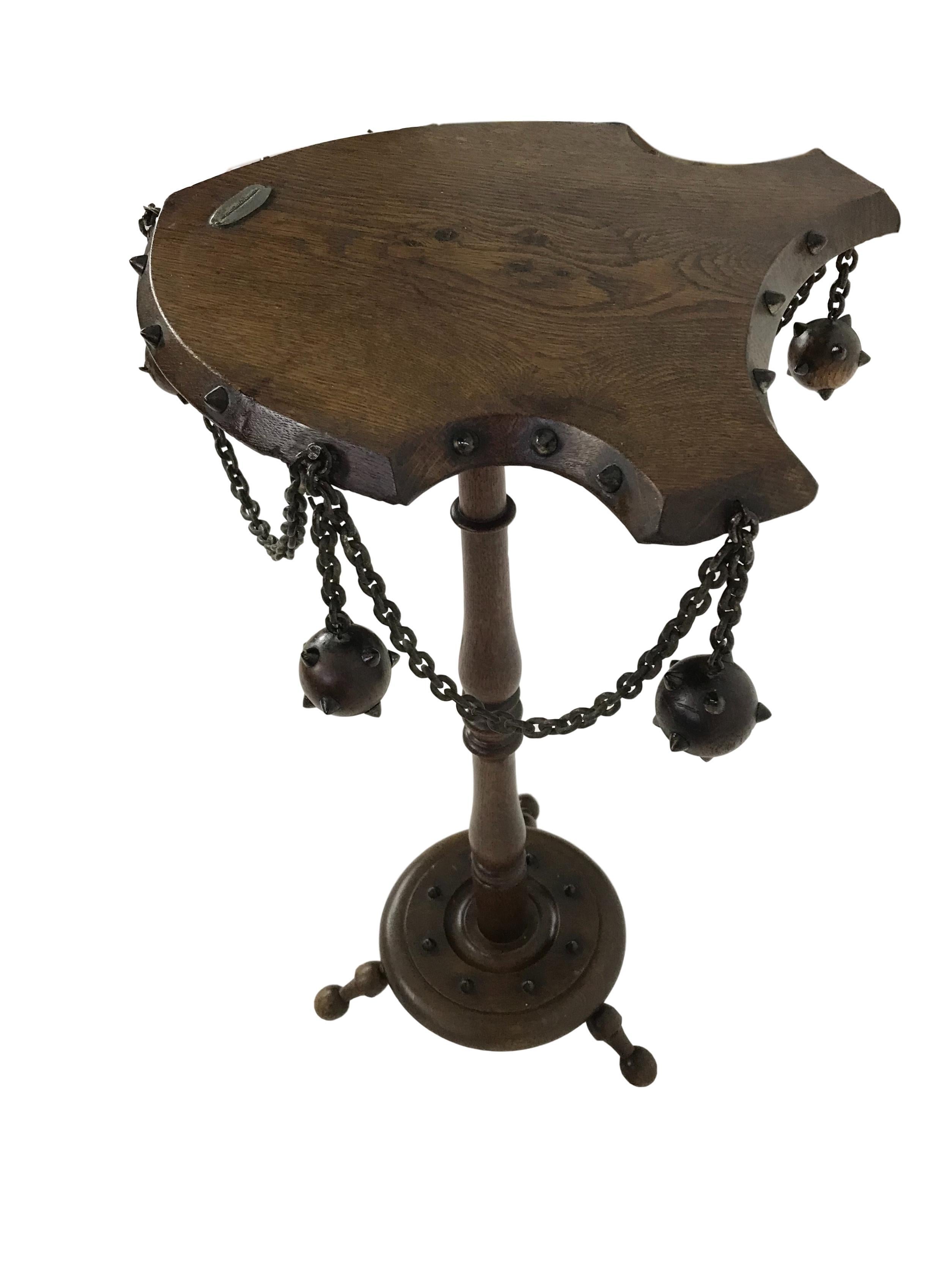 20th Century Medieval Themed Smoking Side Table with Mace and Chain