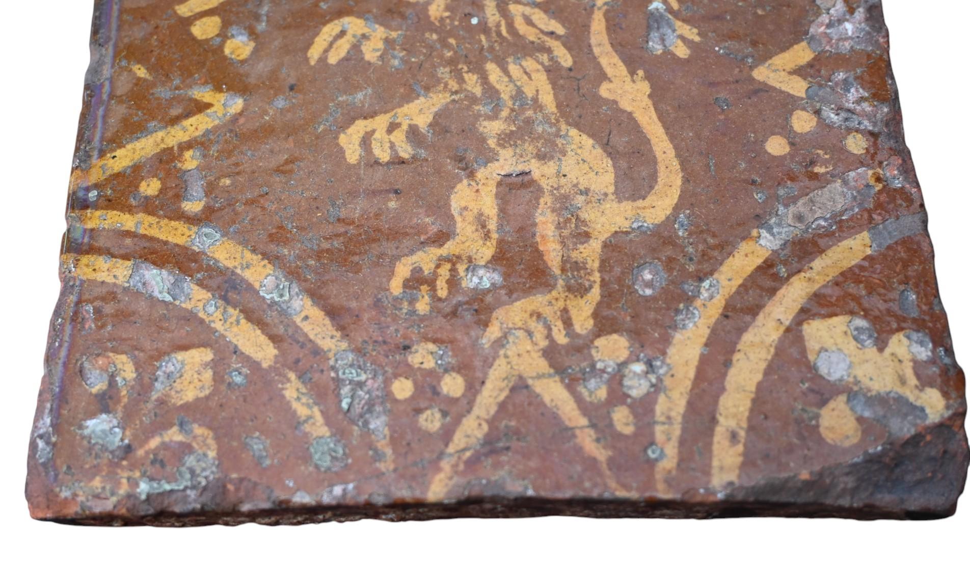 Belge Carreau médiéval du Gravensteen (château des comtes) - Gand - XIVe-XVe siècle en vente