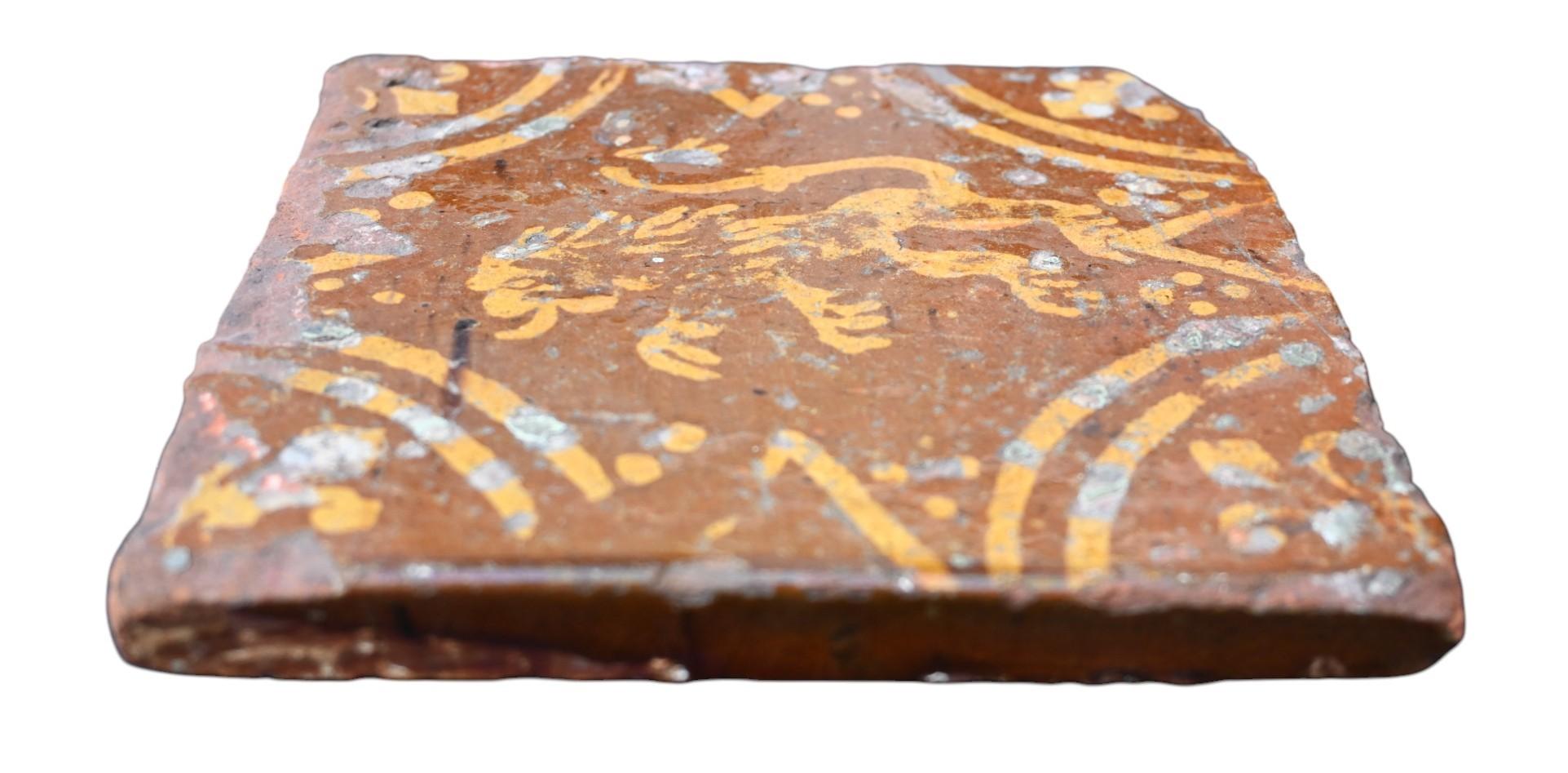 Céramique Carreau médiéval du Gravensteen (château des comtes) - Gand - XIVe-XVe siècle en vente