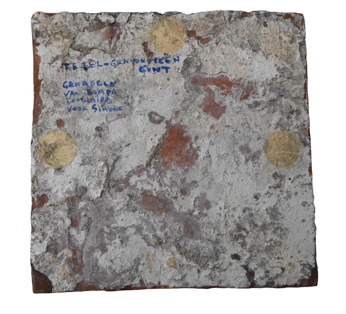 Carreau médiéval du Gravensteen (château des comtes) - Gand - XIVe-XVe siècle en vente 1