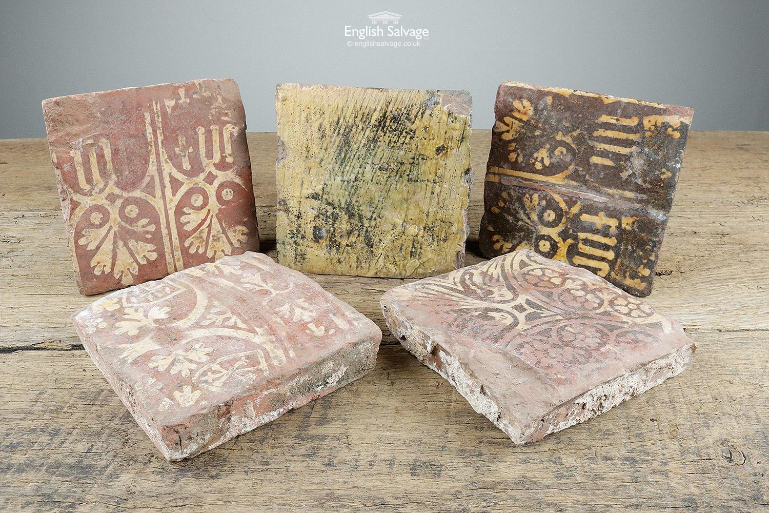 European Medieval Tiles Reputedly from Malvern Priory, 20th Century For Sale