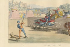 Medieval Tournament Joust Scene with Knights and Spectators, 1845