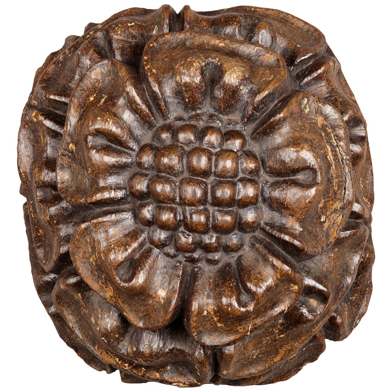 Medieval Tudor Rose Oak Ceiling Boss, English