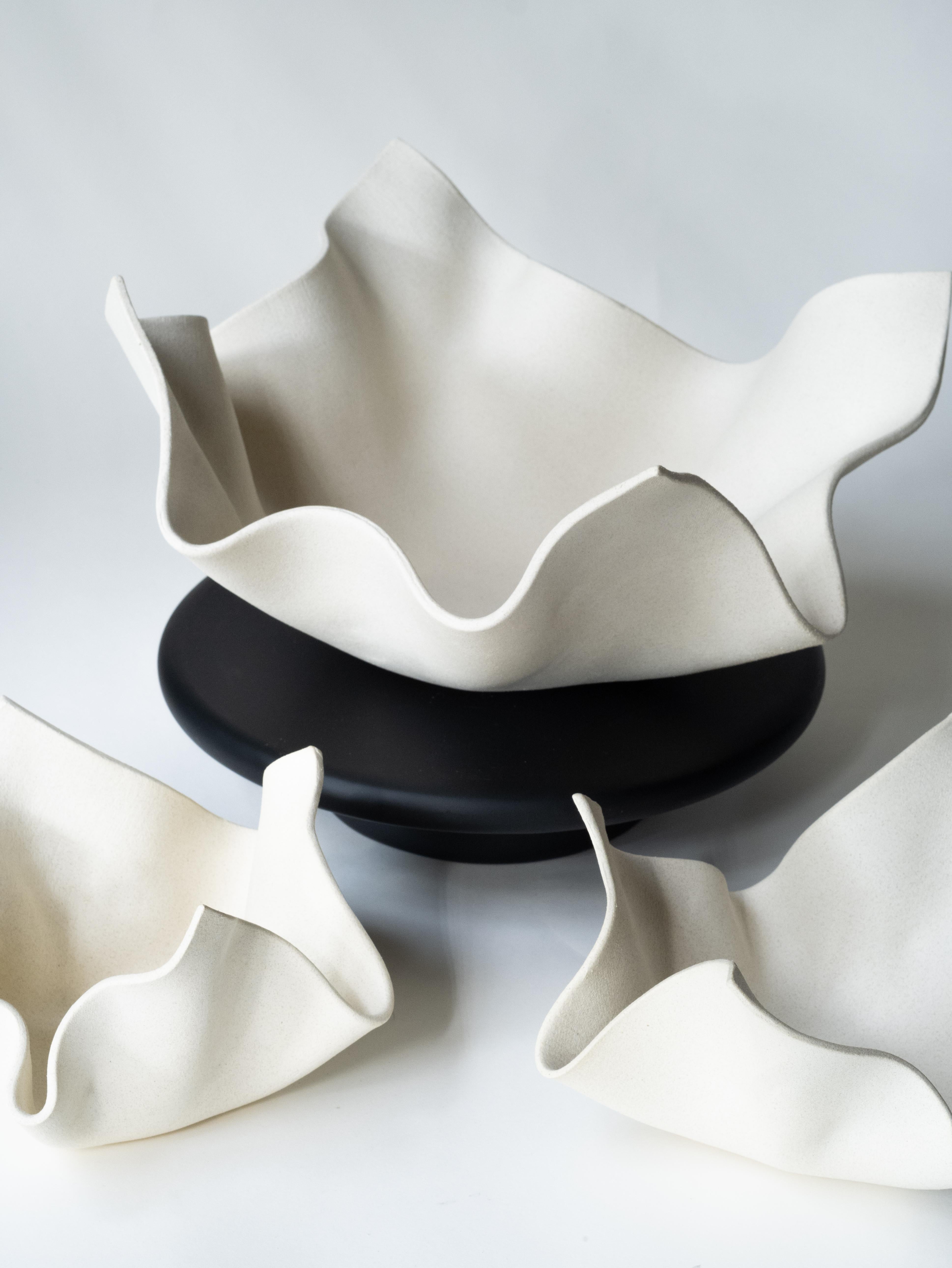 Contemporary Medium Ceramic Fabric Bowl For Sale