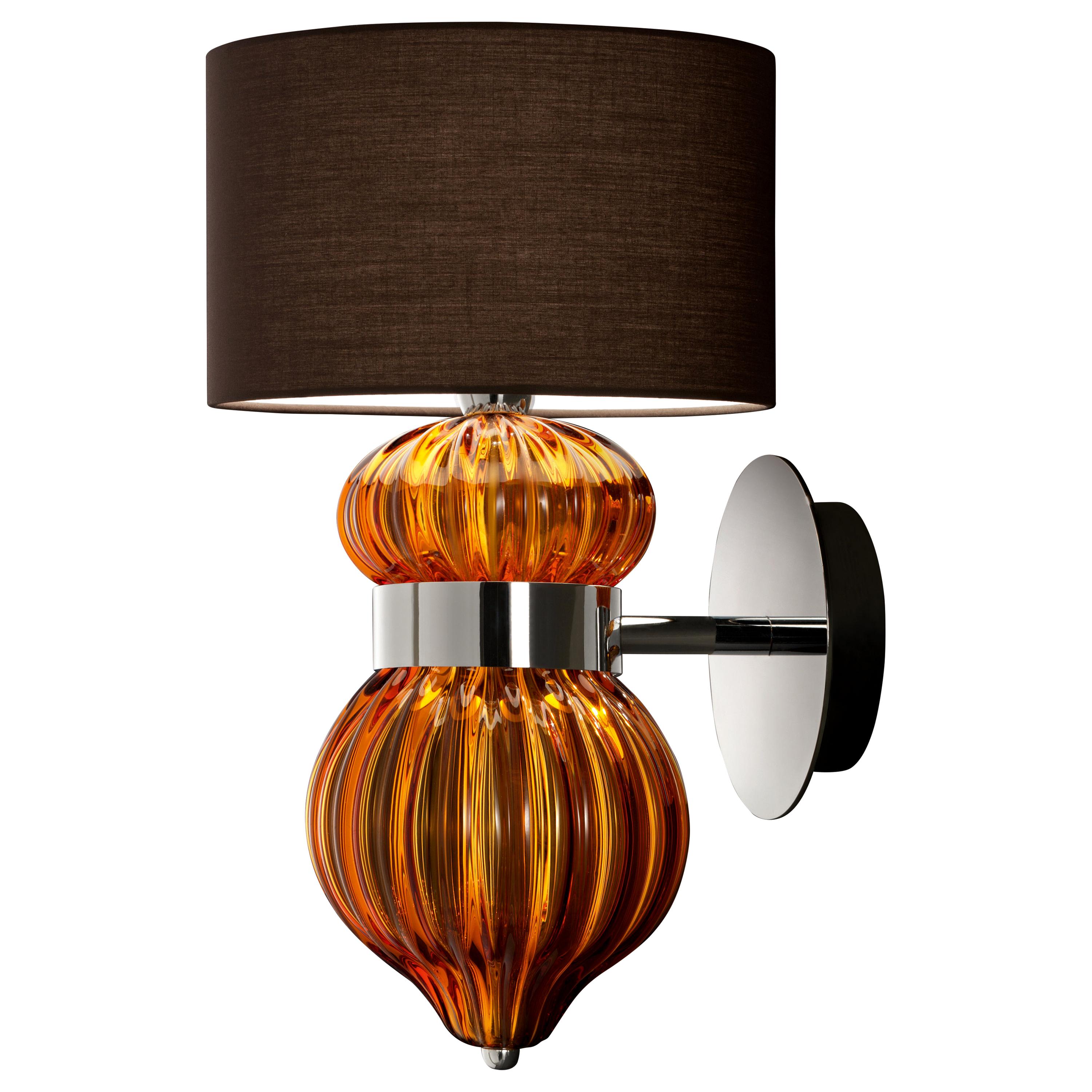 Orange (Caramel_CA) Medina 5683 Wall Sconce in Glass with Brown Shade by, Barovier&Toso