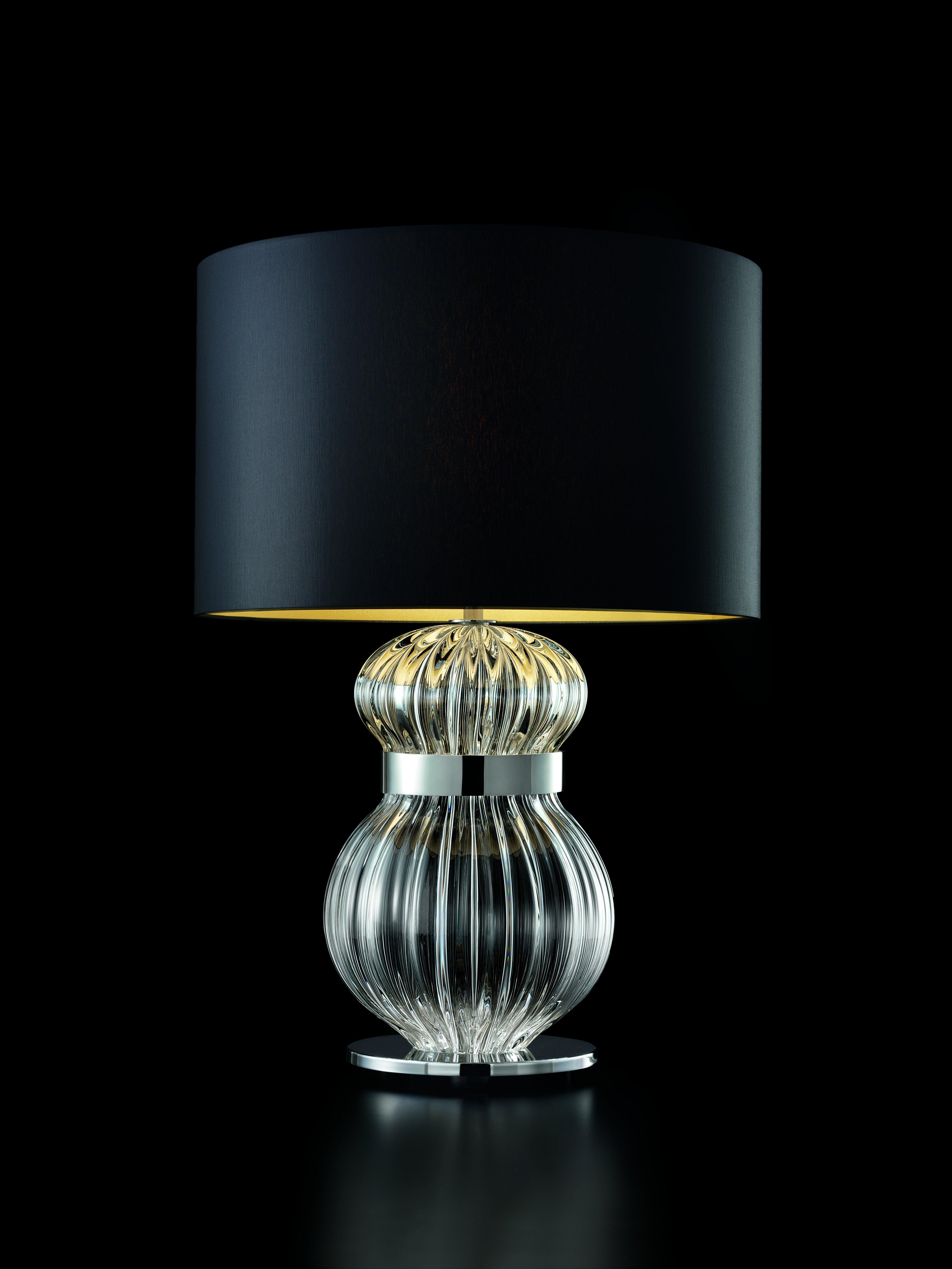 Contemporary Medina 5686 Table Lamp in Glass with Black/Gold Shade by, Barovier&Toso