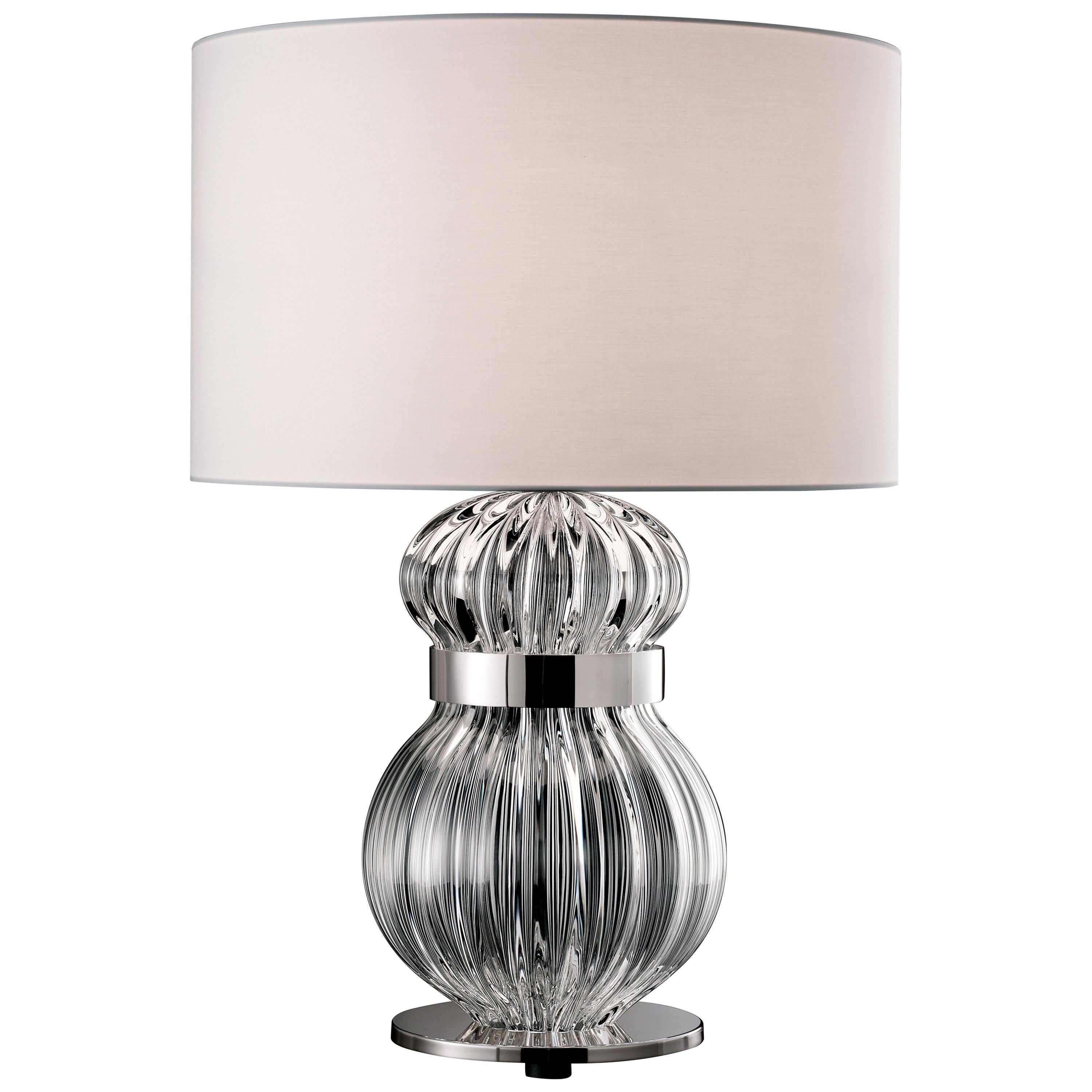 Clear (Crystal_CC) Medina 5686 Table Lamp in Glass with White Shade by, Barovier&Toso