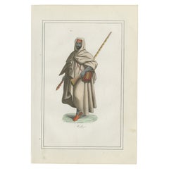 Medina Mann Kostüm Druck - Antike handkolorierte Lithographie, 1854