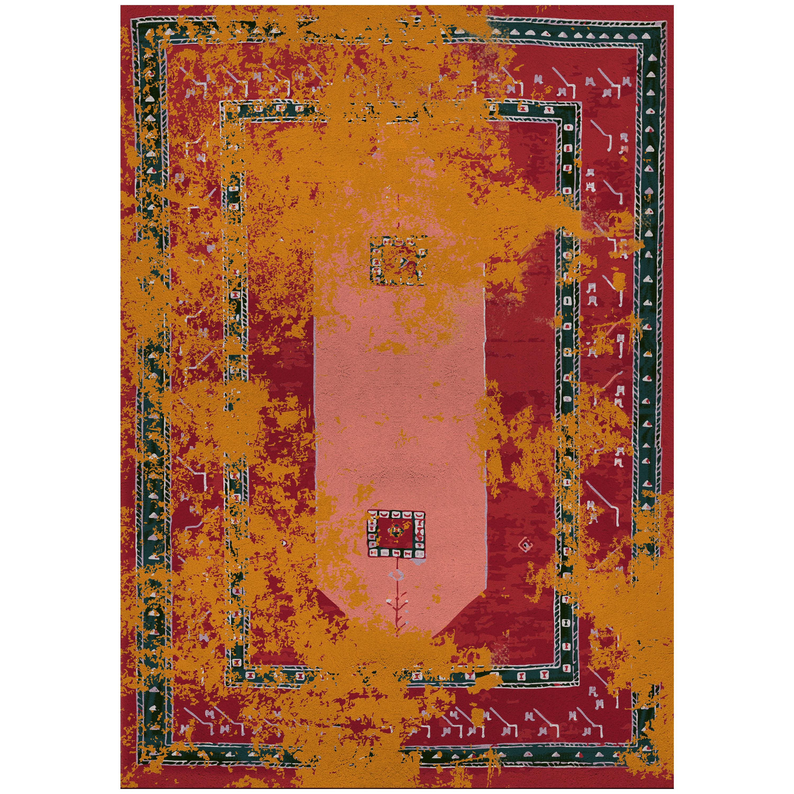 Medina Rug in Hand Knotted Wool and Botanical Silk For Sale