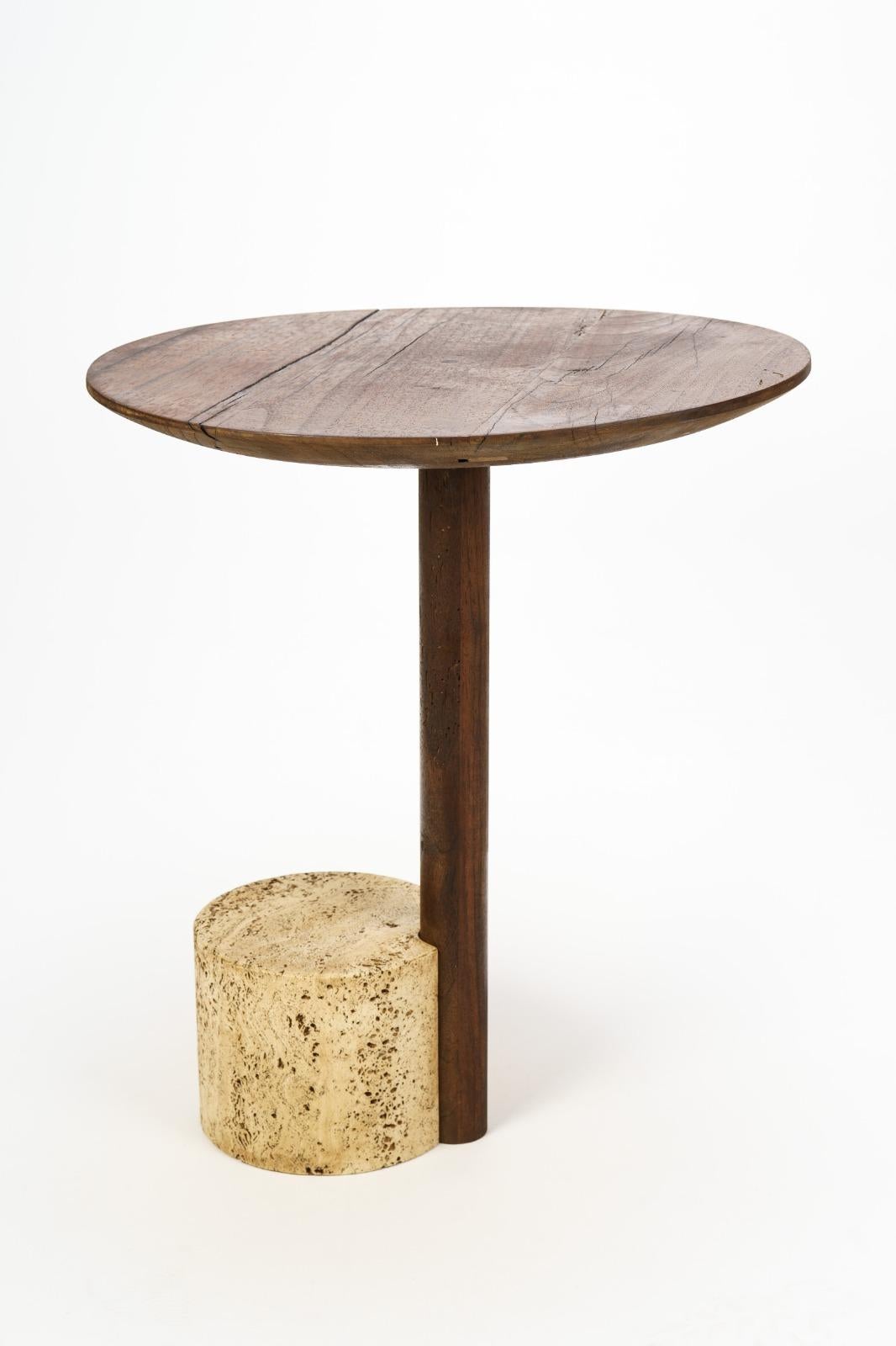 Hand-Crafted Medioeval Wood Ancient Roman Travertine End Table, 200 Dc, Wood 1150 For Sale