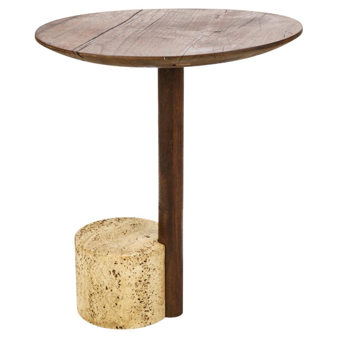 Medioeval Wood Ancient Roman Travertine End Table, 200 Dc, Wood 1150 For Sale