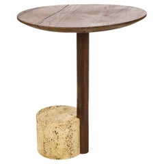 Medioeval Wood Ancient Roman Travertine End Table, 200 Dc, Wood 1150