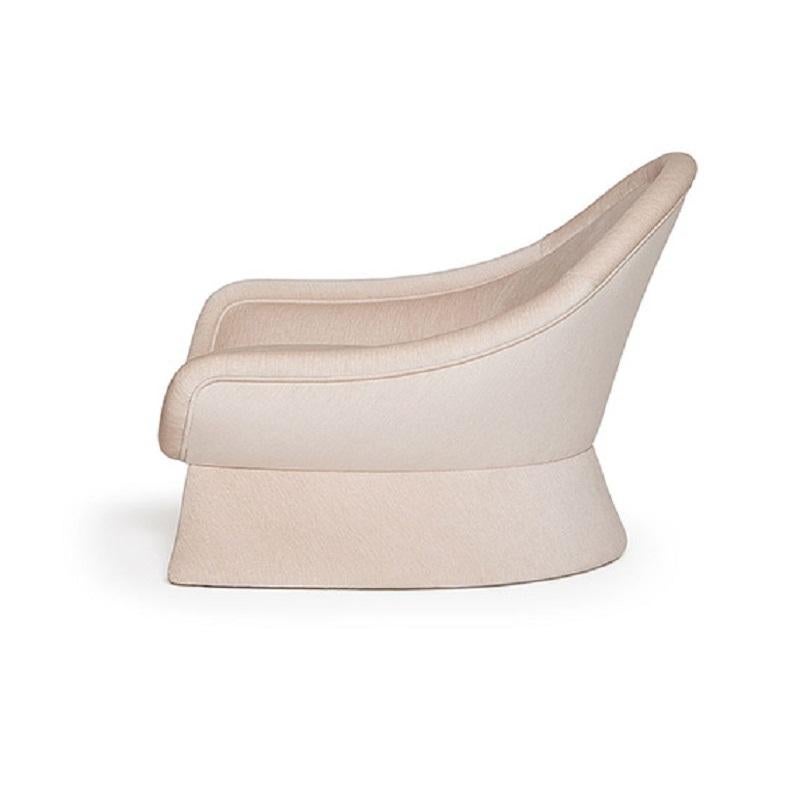 Modern Meditation Armchair Offered in Pure White Chenille For Sale