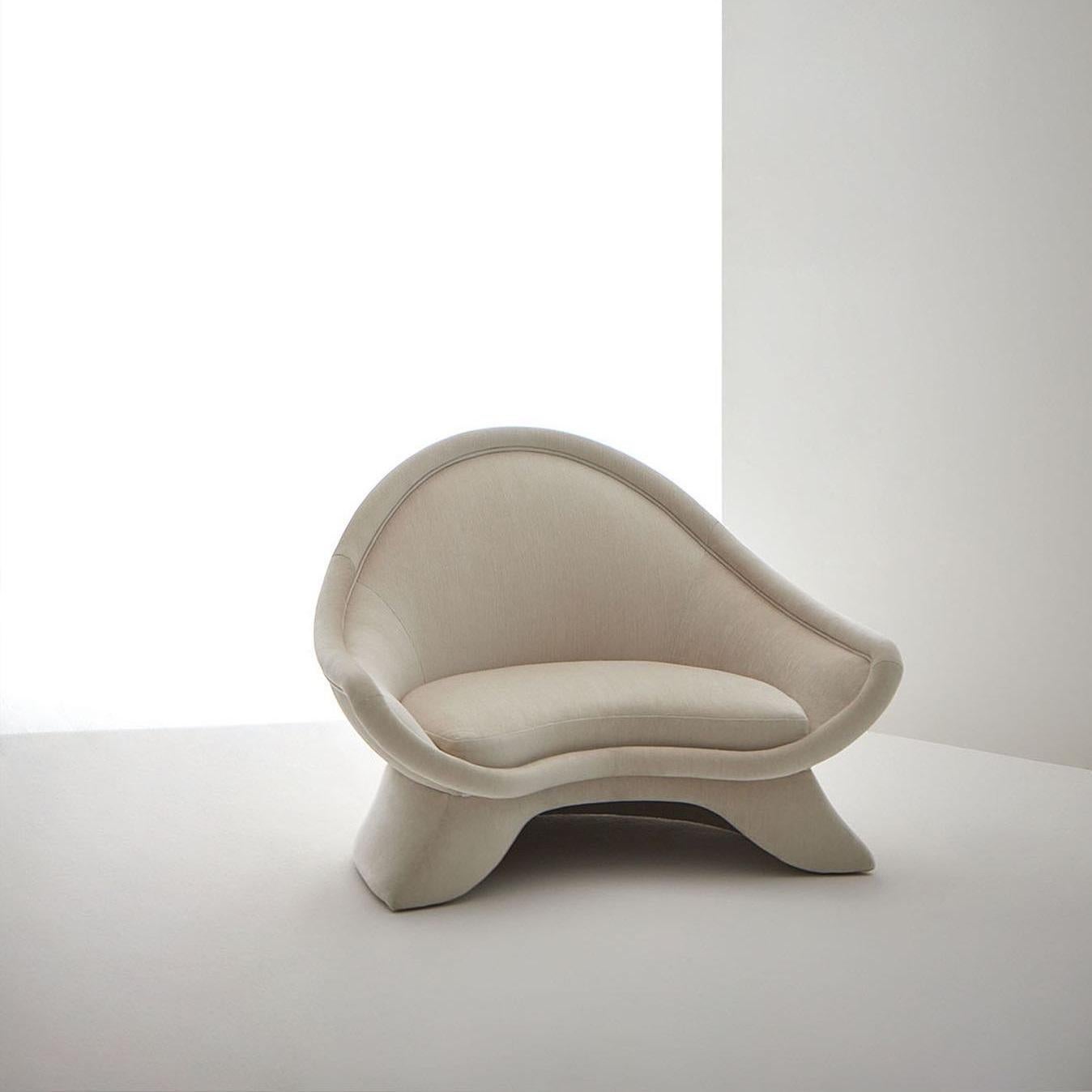 Meditation Armchair Offered in Pure White Chenille In New Condition For Sale In New York, NY